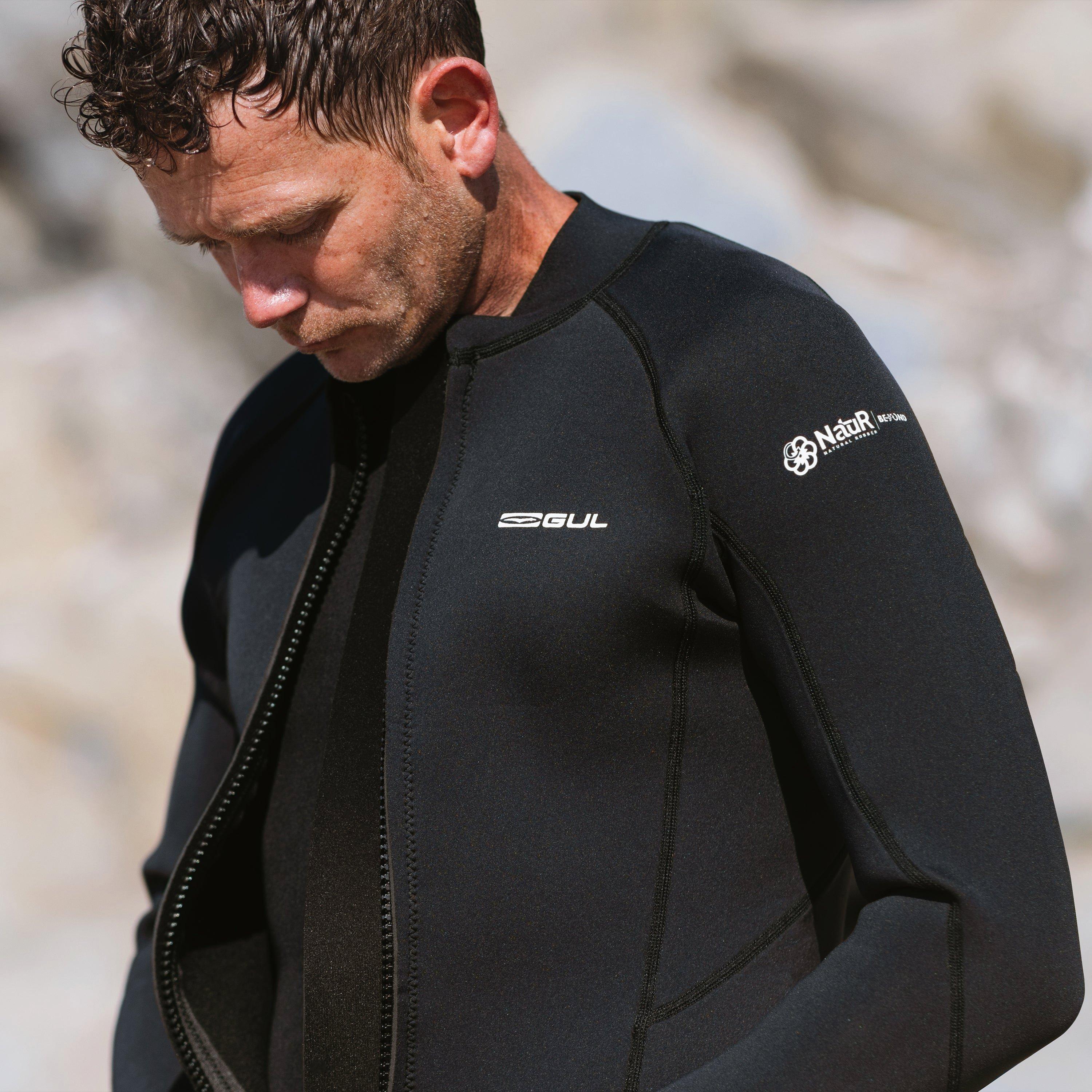 Black - Gul - MENS RESPONSE 3MM FLATLOCK NATUR WETSUIT  JACKET - 3