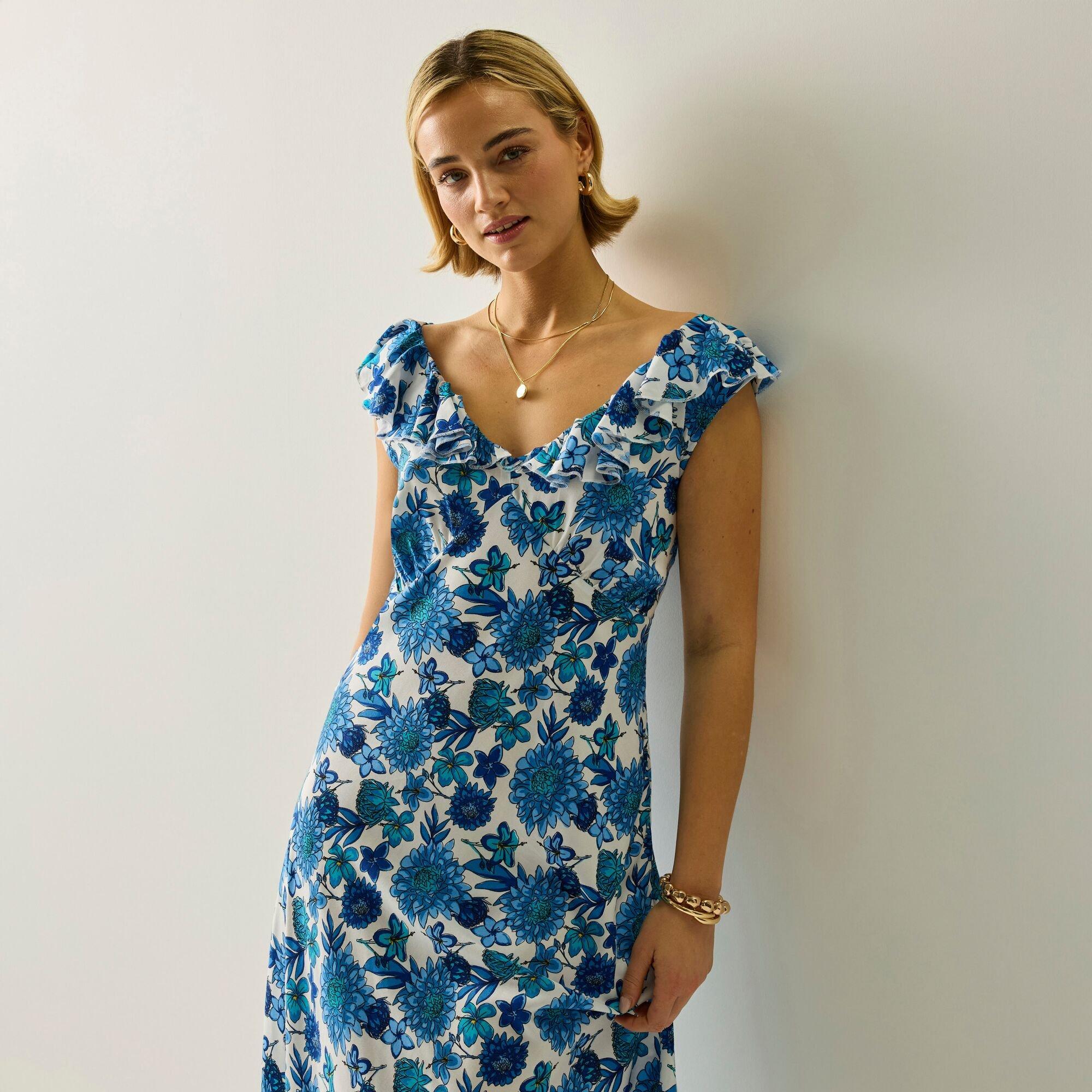 Sncbldhlfl - Regatta - Women's Casablanca V-Neck Ruffle Midi Milkmaid Dress - 4