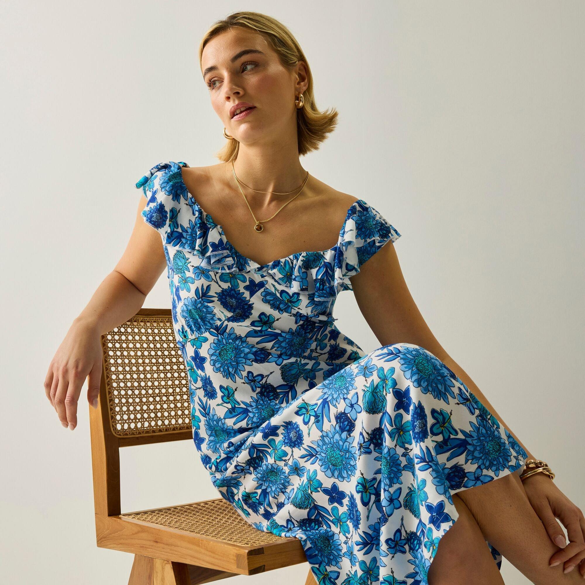 Sncbldhlfl - Regatta - Women's Casablanca V-Neck Ruffle Midi Milkmaid Dress - 5