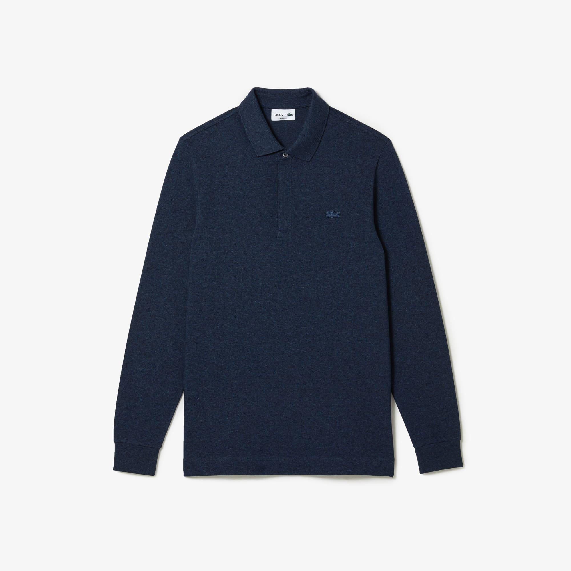 Navy - Lacoste - Smart Paris Long Sleeve Stretch Cotton Polo Shirt
