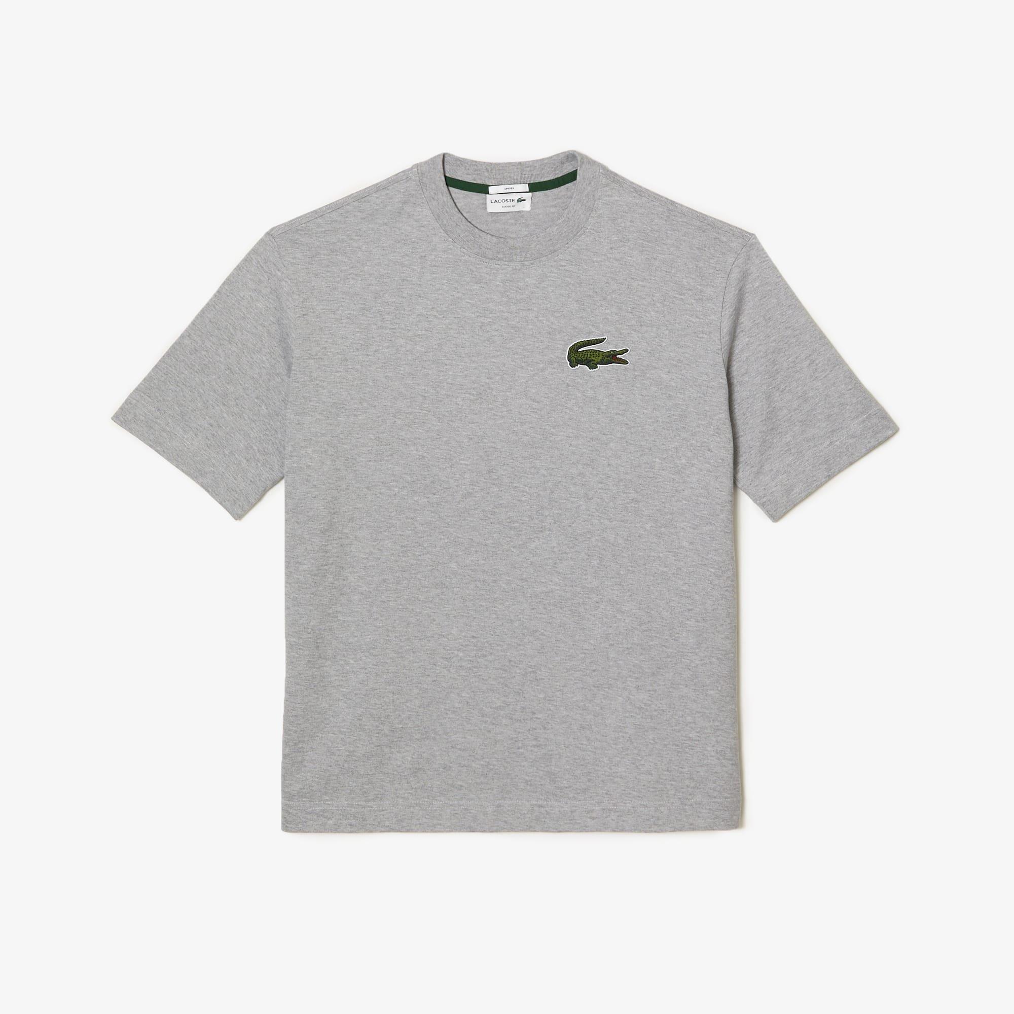 Grey - Lacoste - Loose Fit Large Crocodile Organic T-Shirt - 1