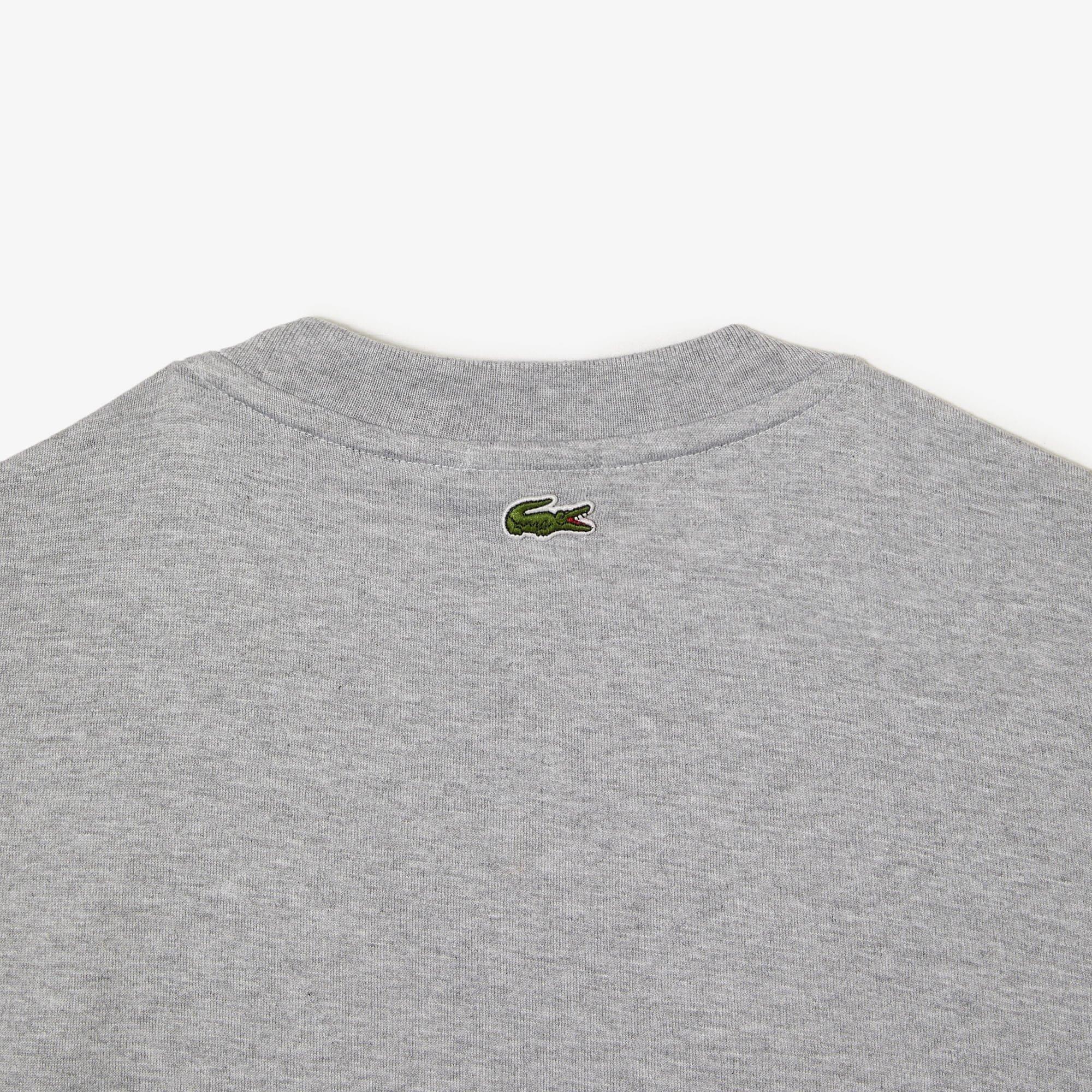 Grey - Lacoste - Loose Fit Large Crocodile Organic T-Shirt - 3