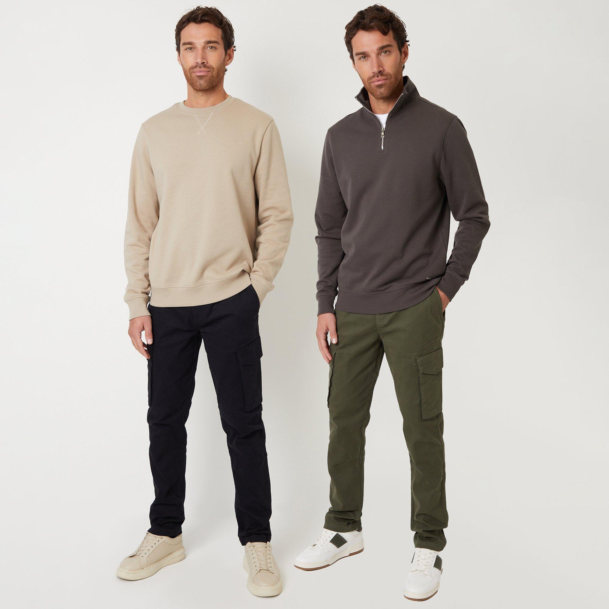 Black - Threadbare - 2-Pack Cotton Cargo Style Trousers With Stretch - 1