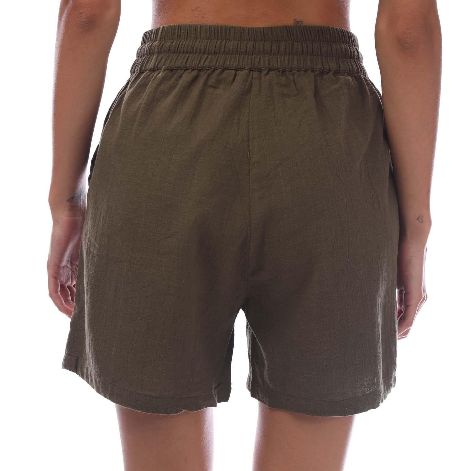 Green - Only - Tizana String Cotton Shorts - 3