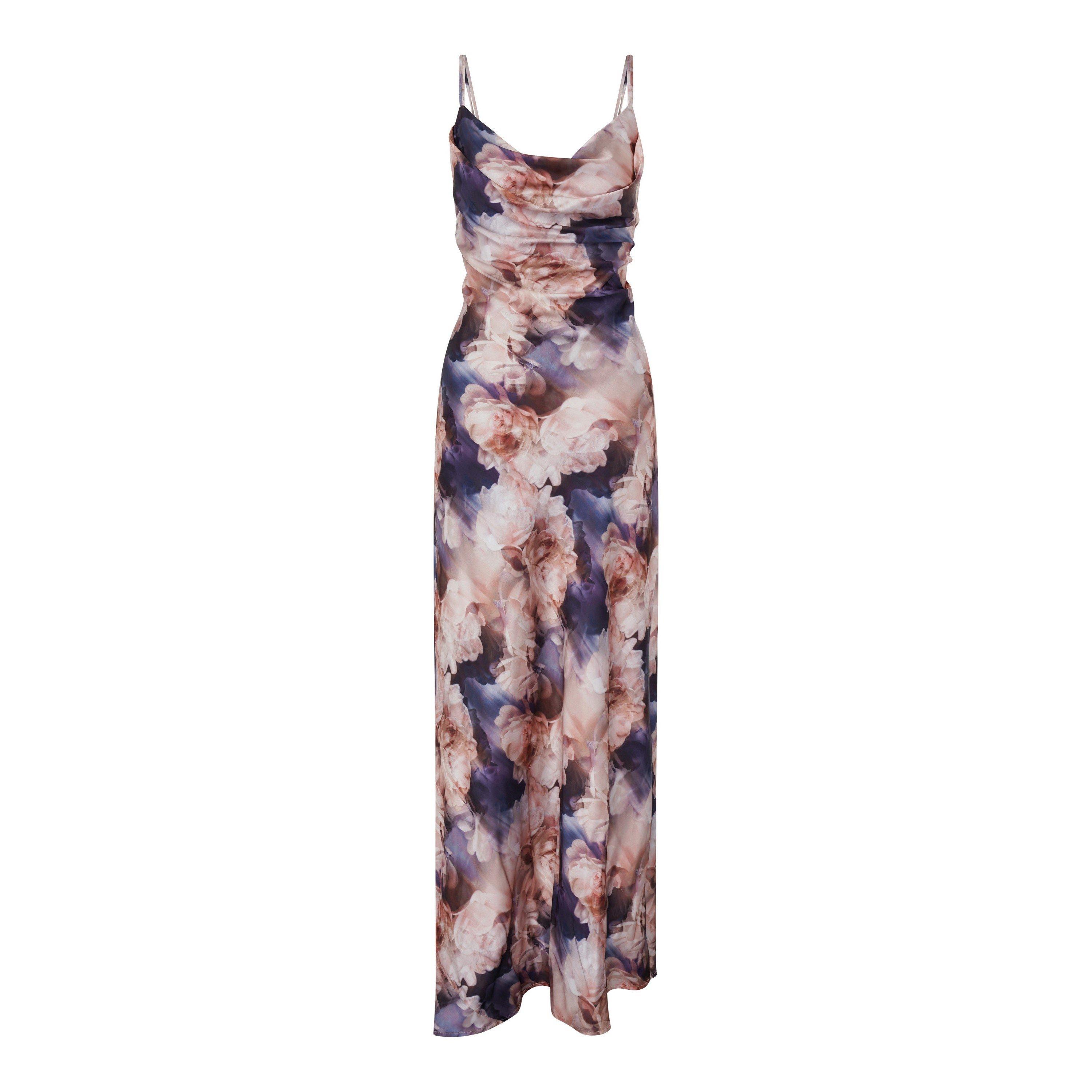 Pink / Multi - Gina Bacconi - Sudie Floral Satin Maxi Dress - 4