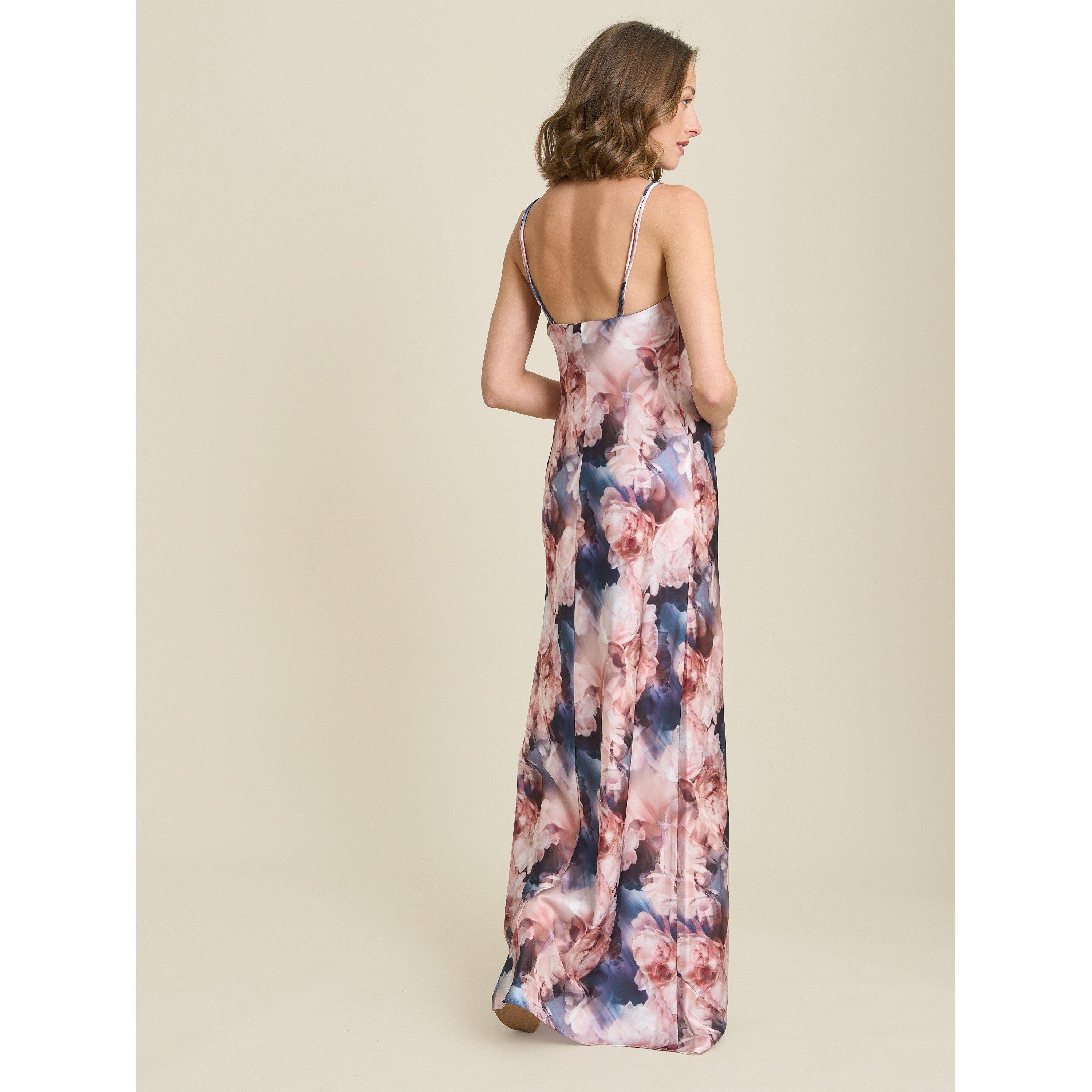 Pink / Multi - Gina Bacconi - Sudie Floral Satin Maxi Dress - 6