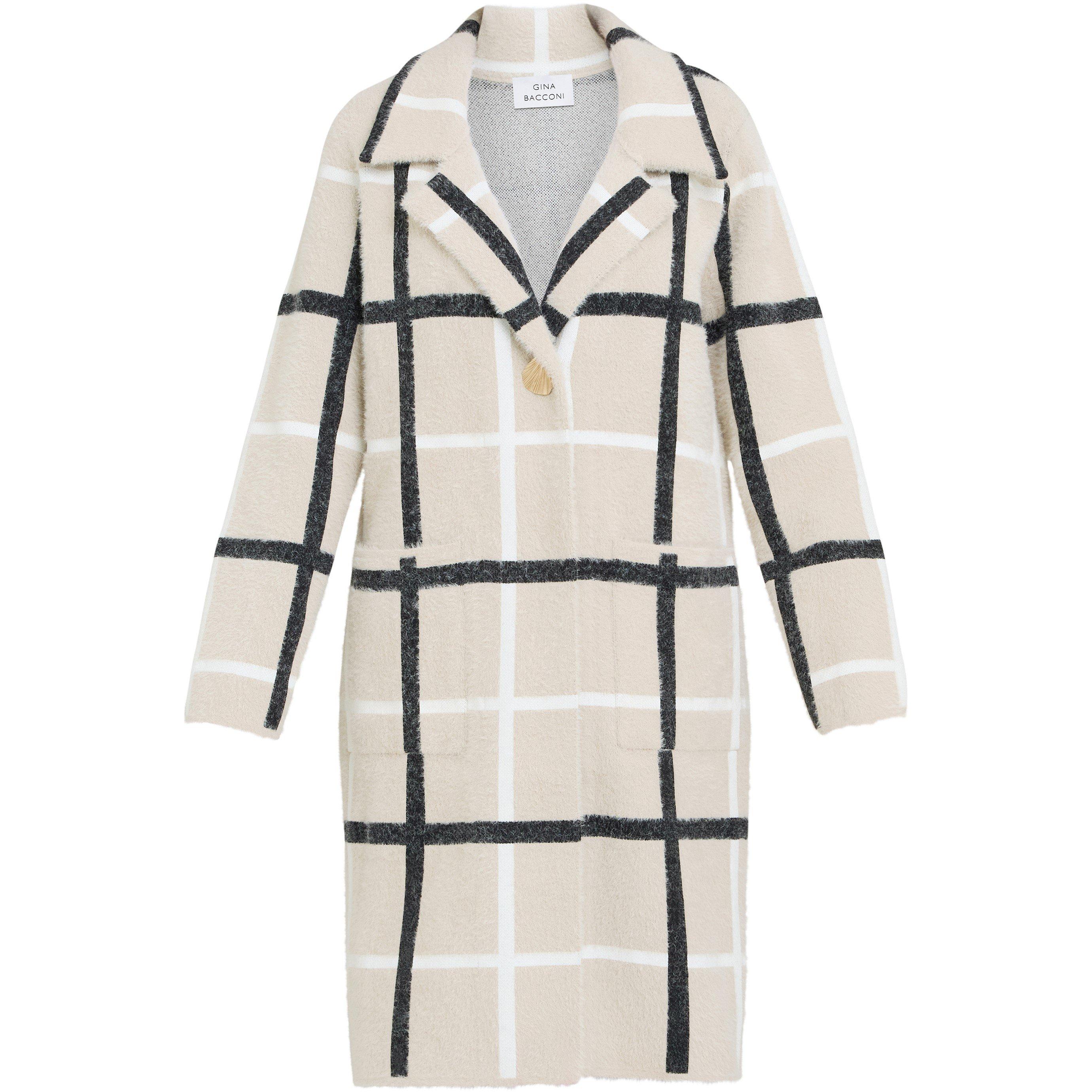 Black / Beige - Gina Bacconi - Women's Winslet Checked Overcoat - 1