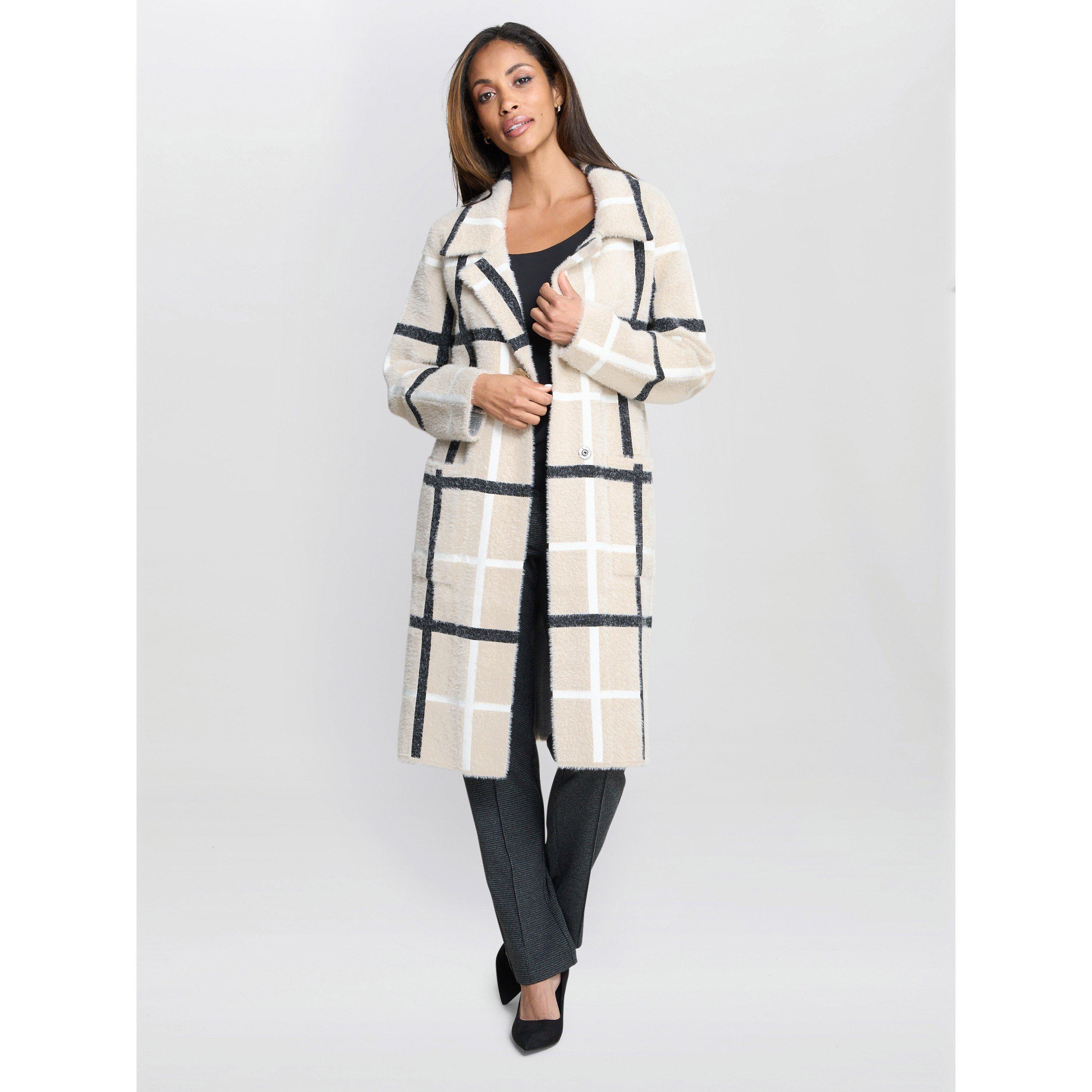 Black / Beige - Gina Bacconi - Women's Winslet Checked Overcoat - 2