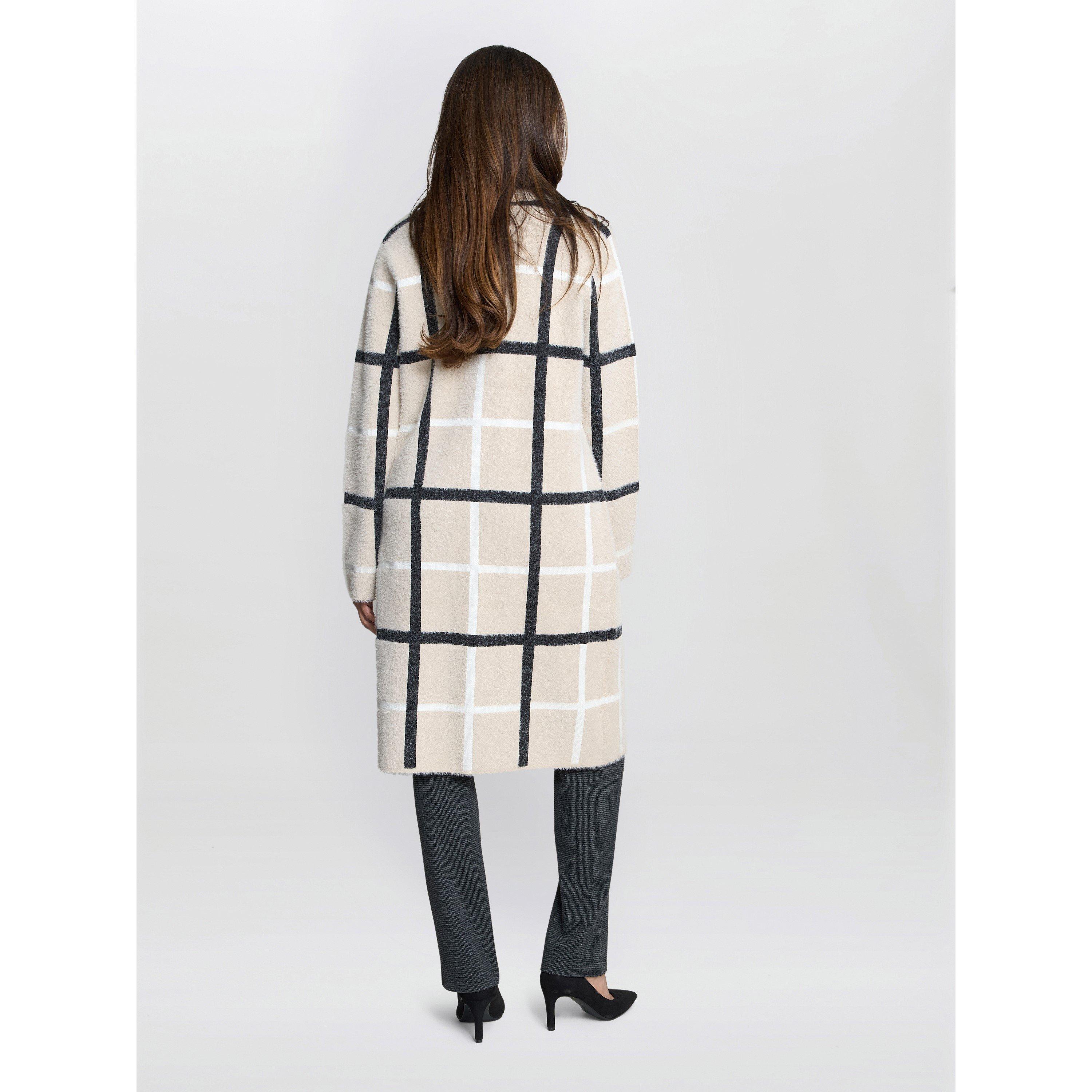 Black / Beige - Gina Bacconi - Women's Winslet Checked Overcoat - 3