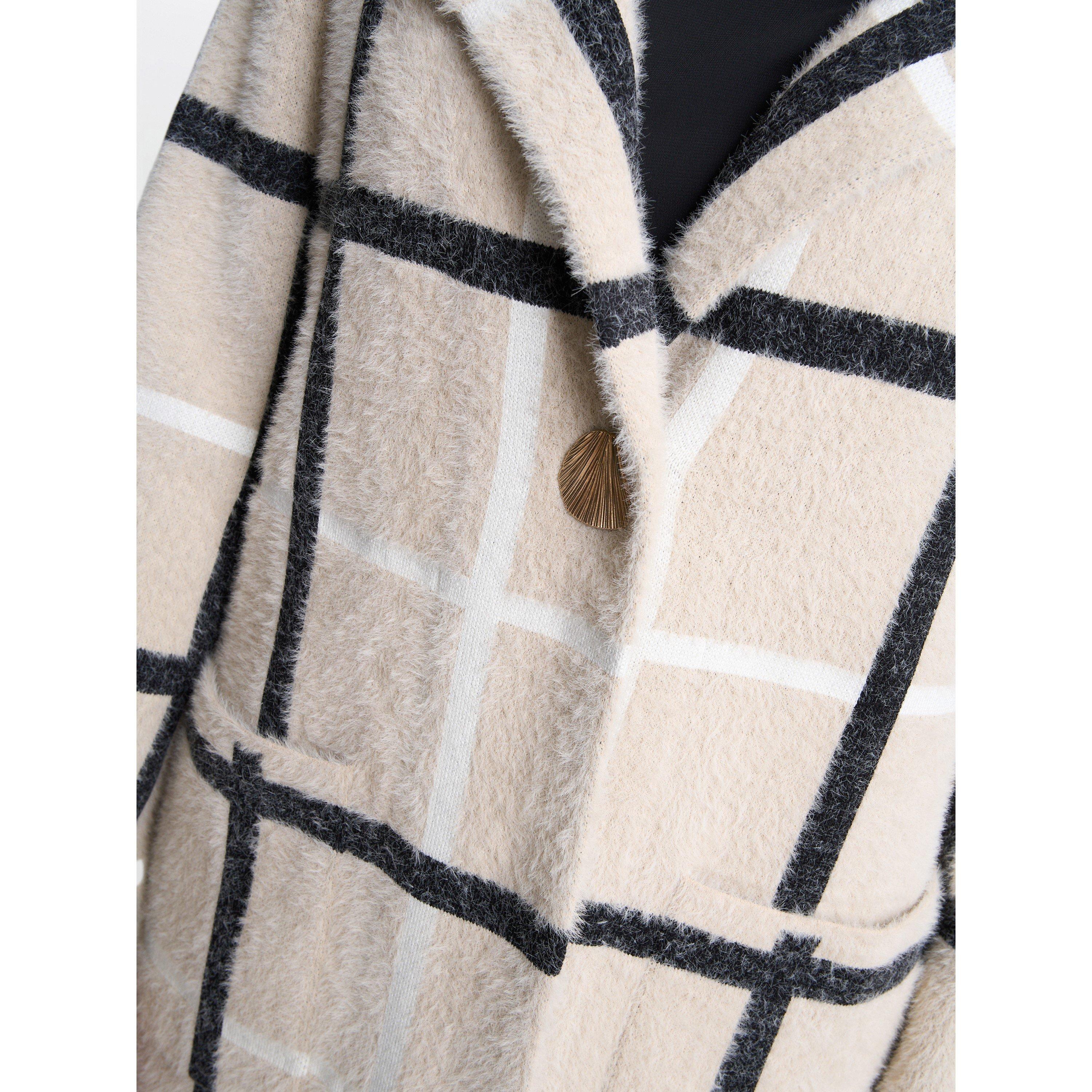 Black / Beige - Gina Bacconi - Women's Winslet Checked Overcoat - 5