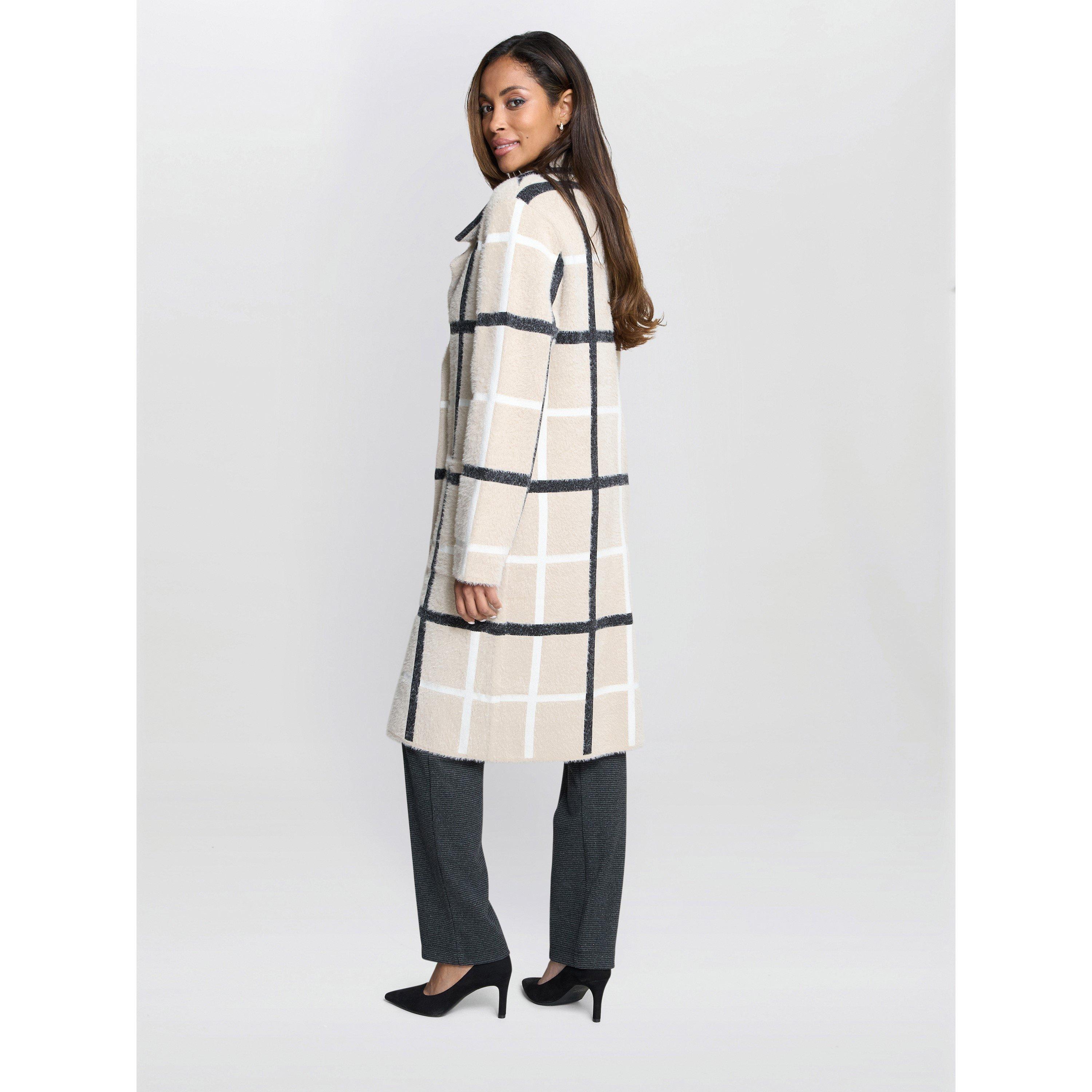 Black / Beige - Gina Bacconi - Women's Winslet Checked Overcoat - 6