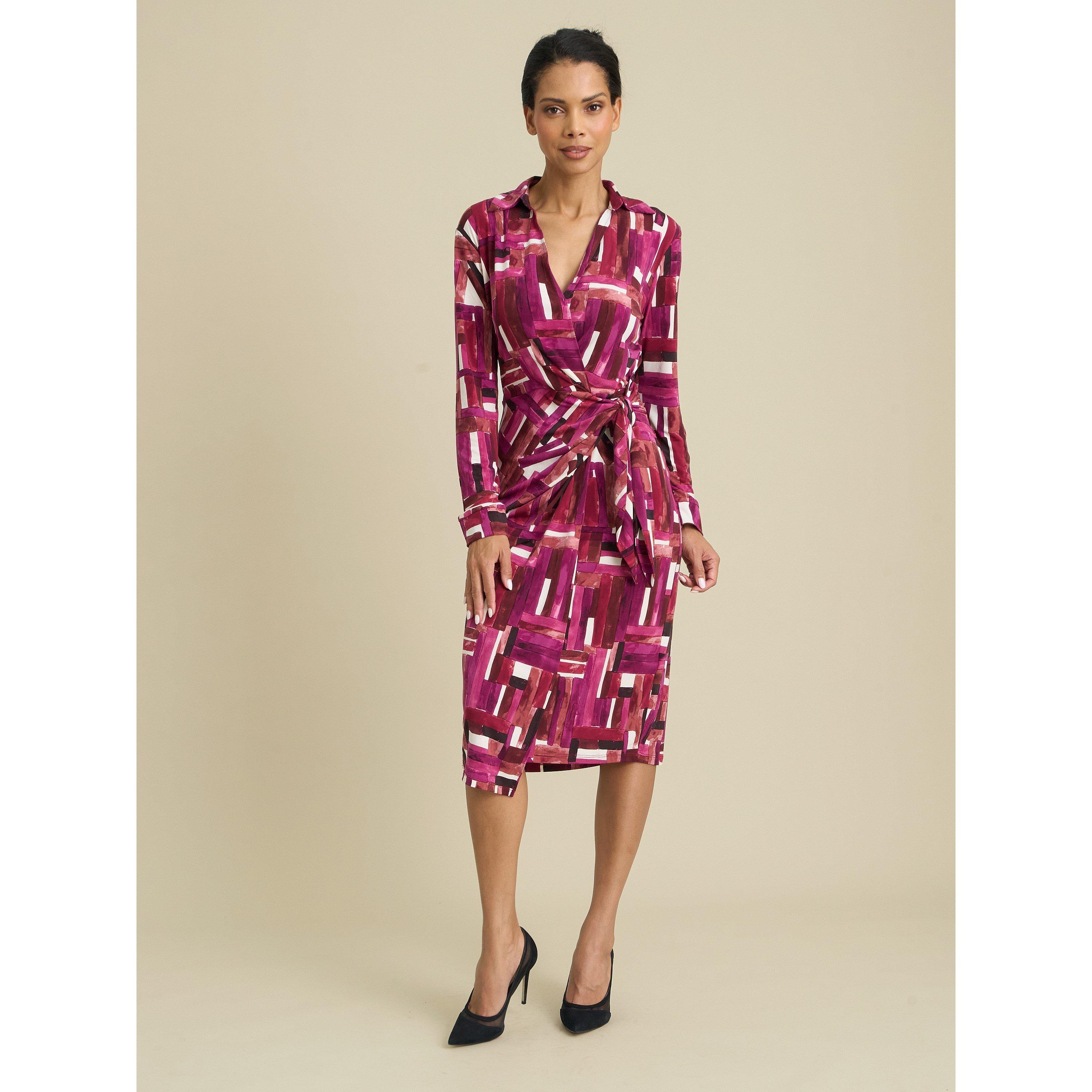 Multi - Gina Bacconi - Abbey Wrap Side Tie Midi Dress - 1