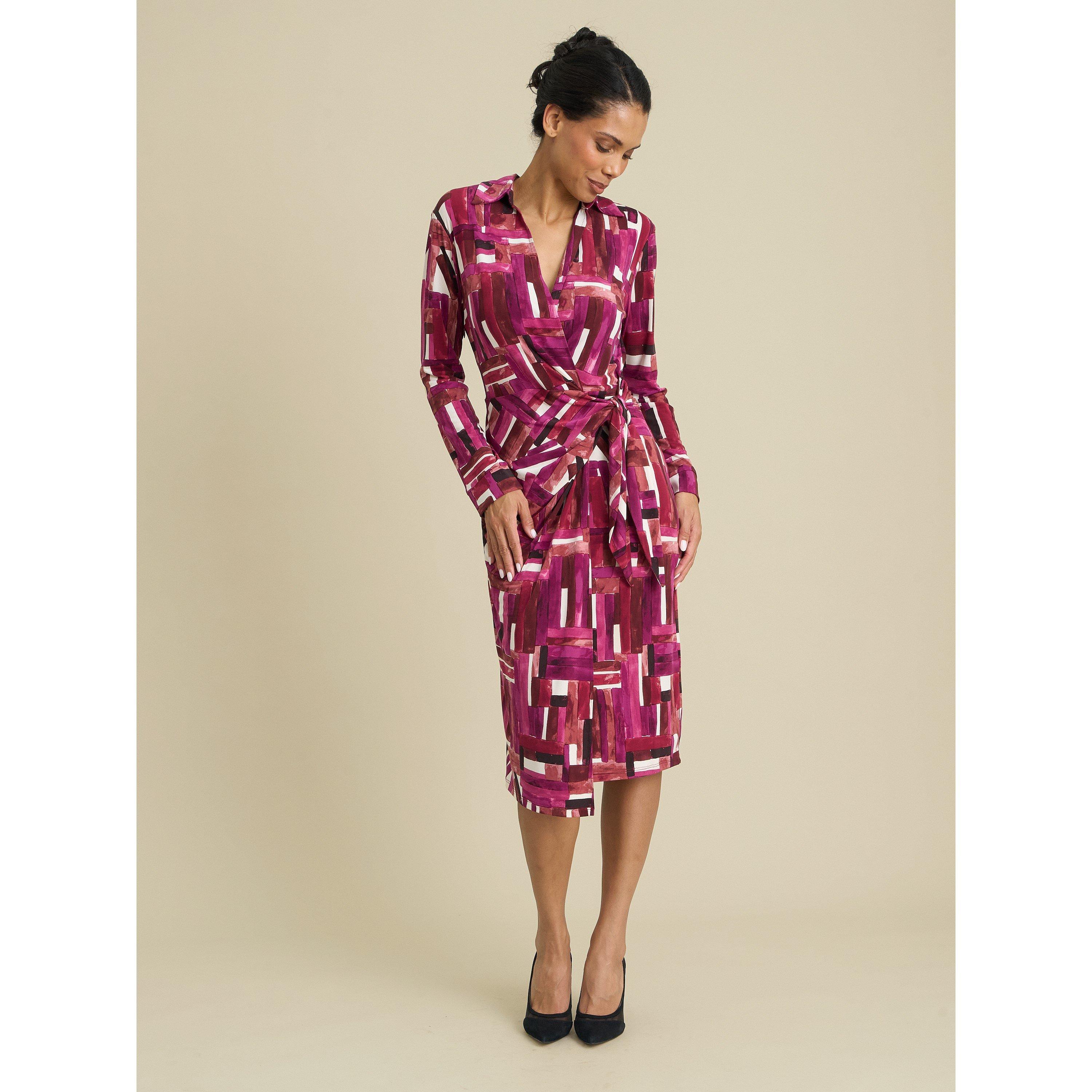 Multi - Gina Bacconi - Abbey Wrap Side Tie Midi Dress - 3