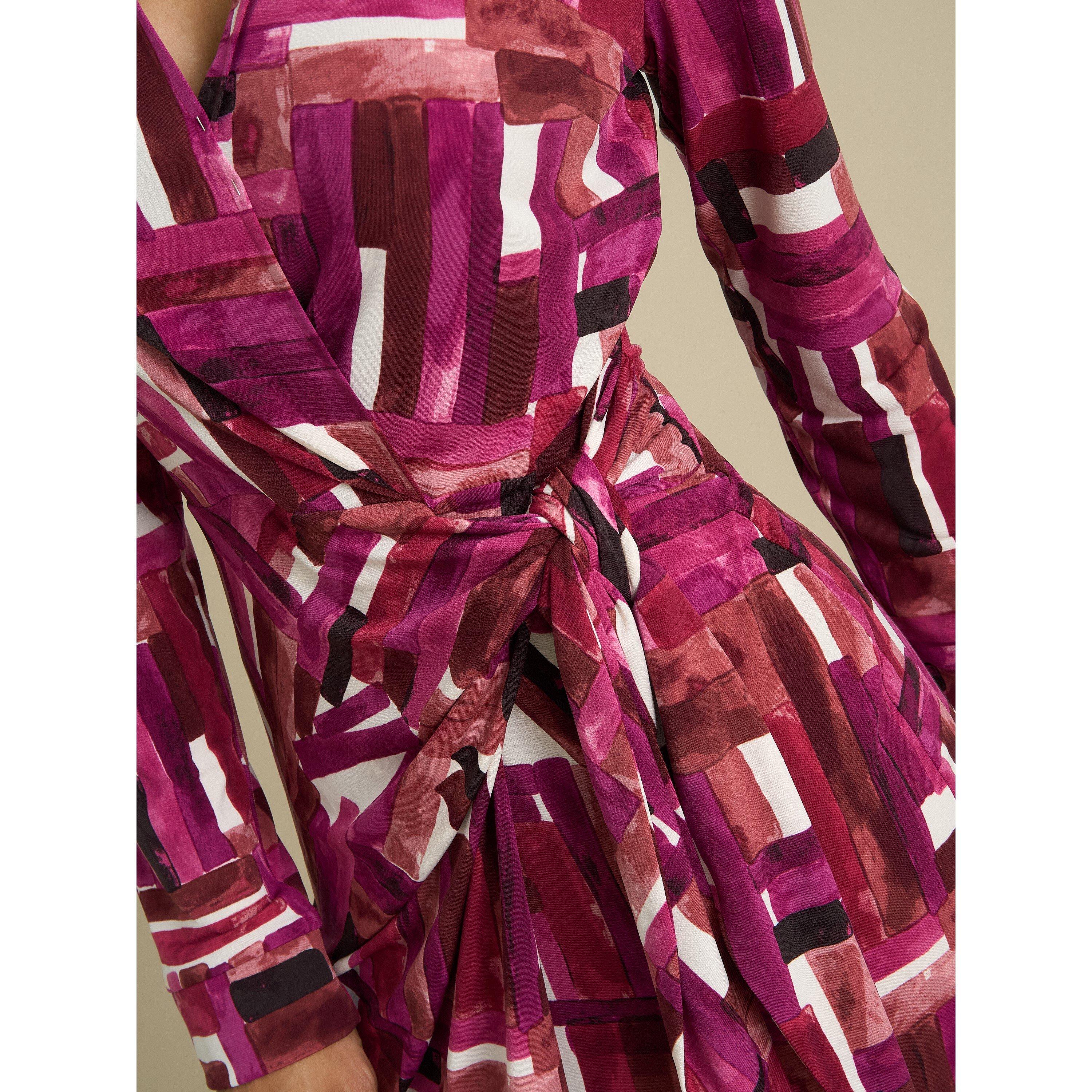 Multi - Gina Bacconi - Abbey Wrap Side Tie Midi Dress - 4