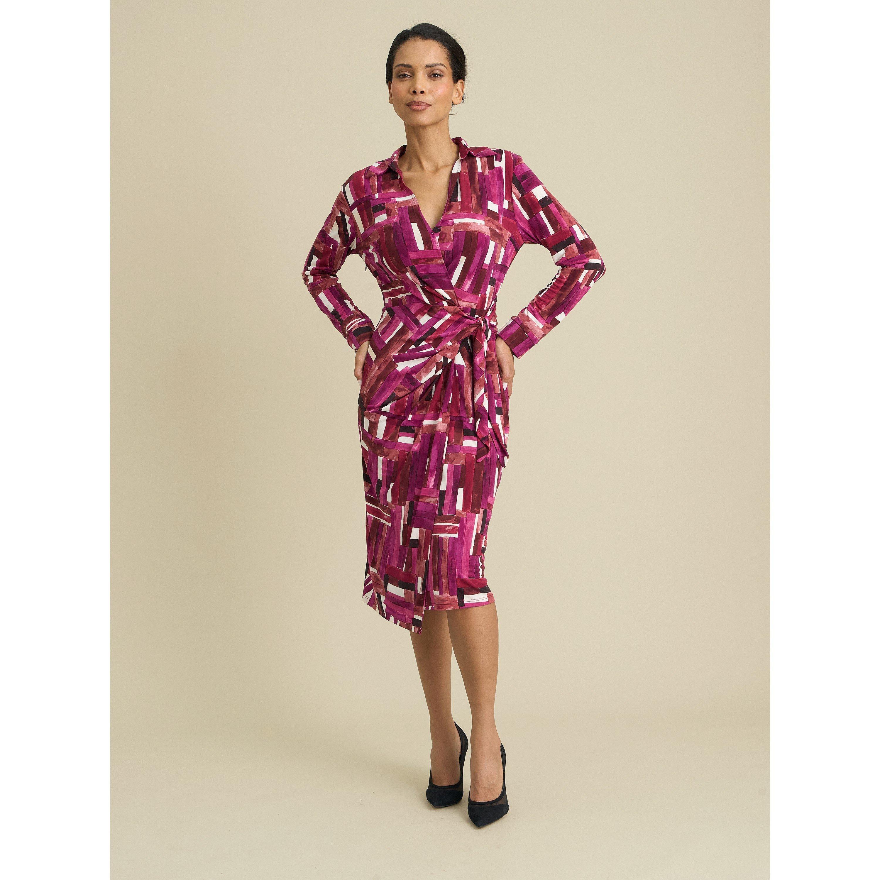 Multi - Gina Bacconi - Abbey Wrap Side Tie Midi Dress - 5