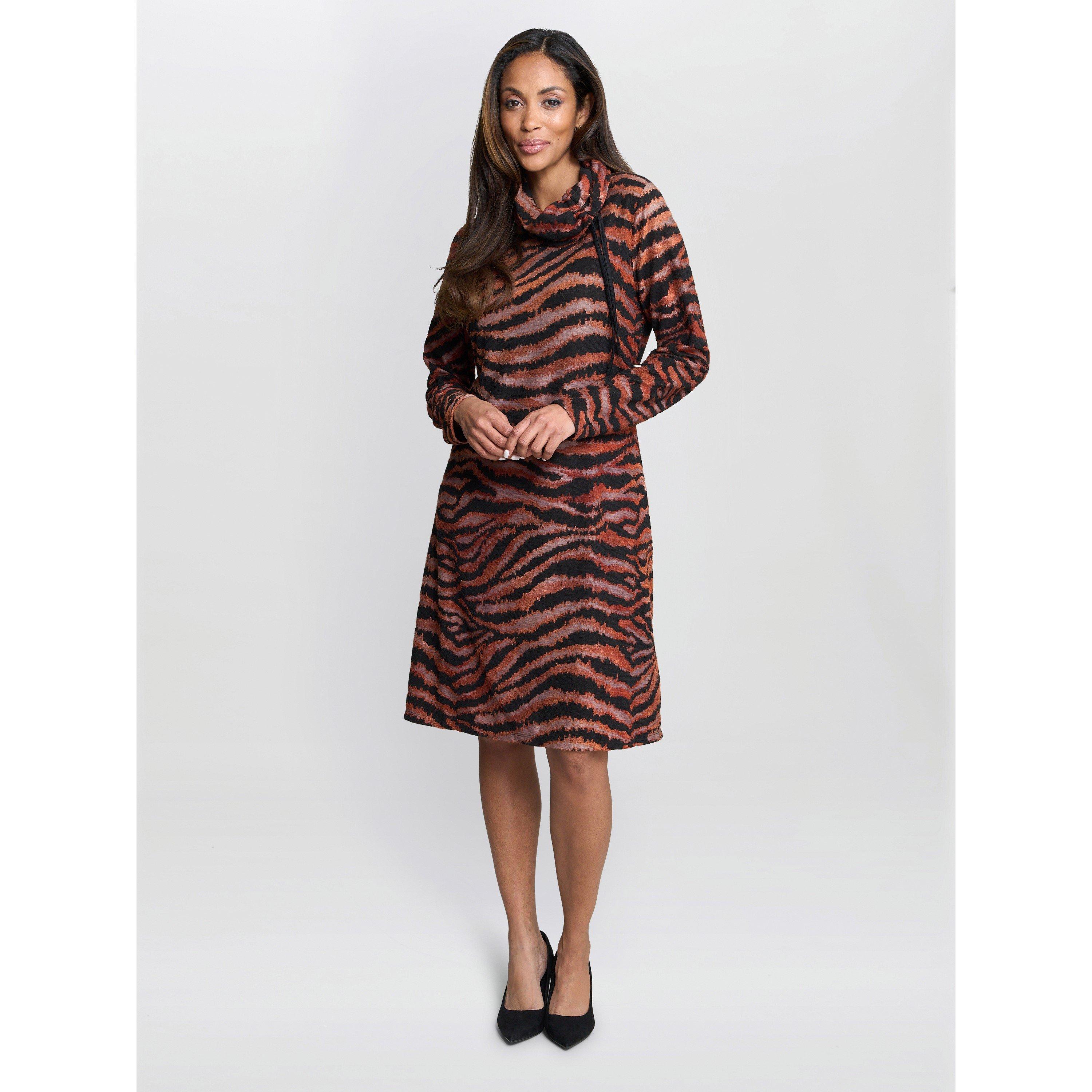 Brown - Gina Bacconi - Aisling Animal Print Dress - 3