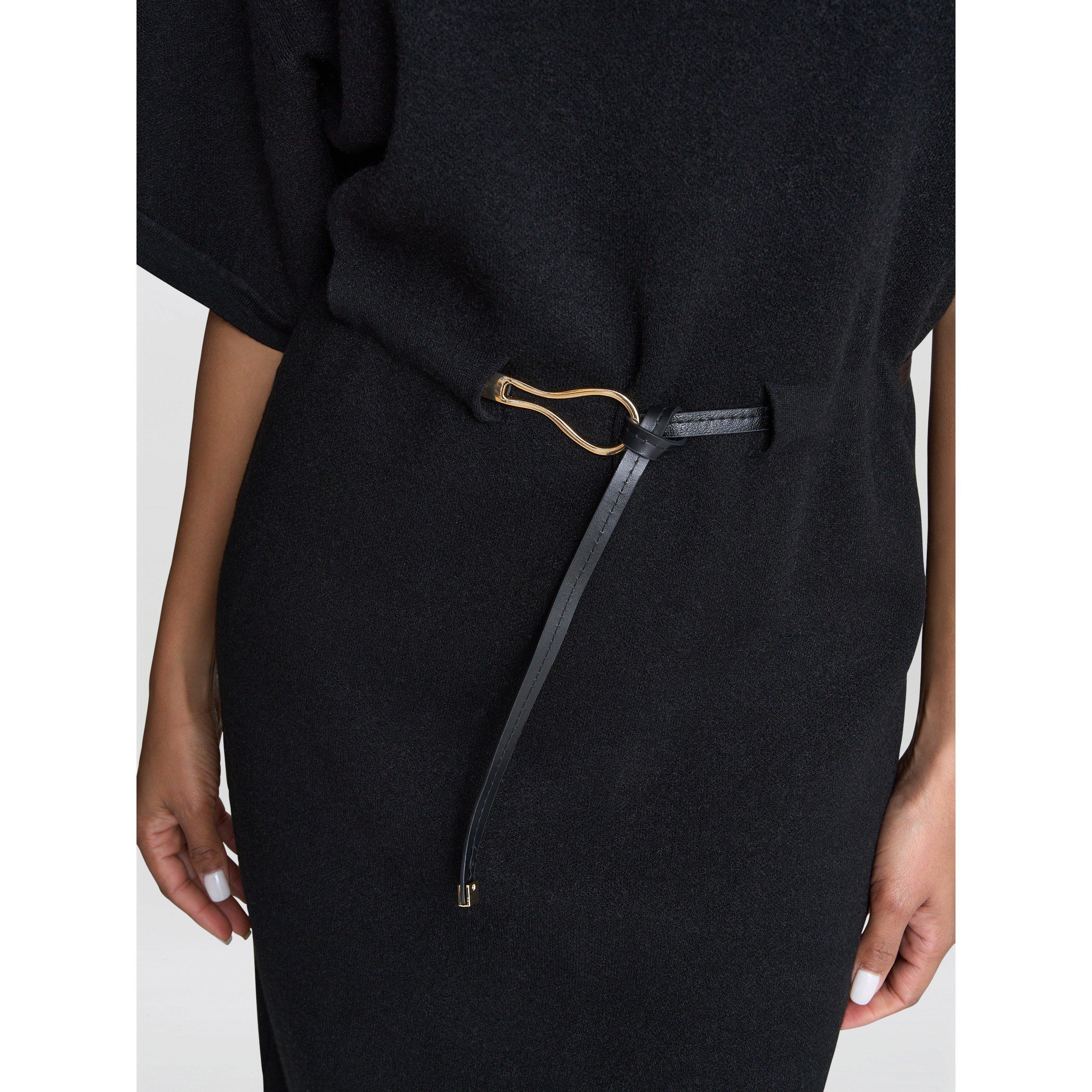 Black - Gina Bacconi - Alaura Belted Knit Midi Dress - 5