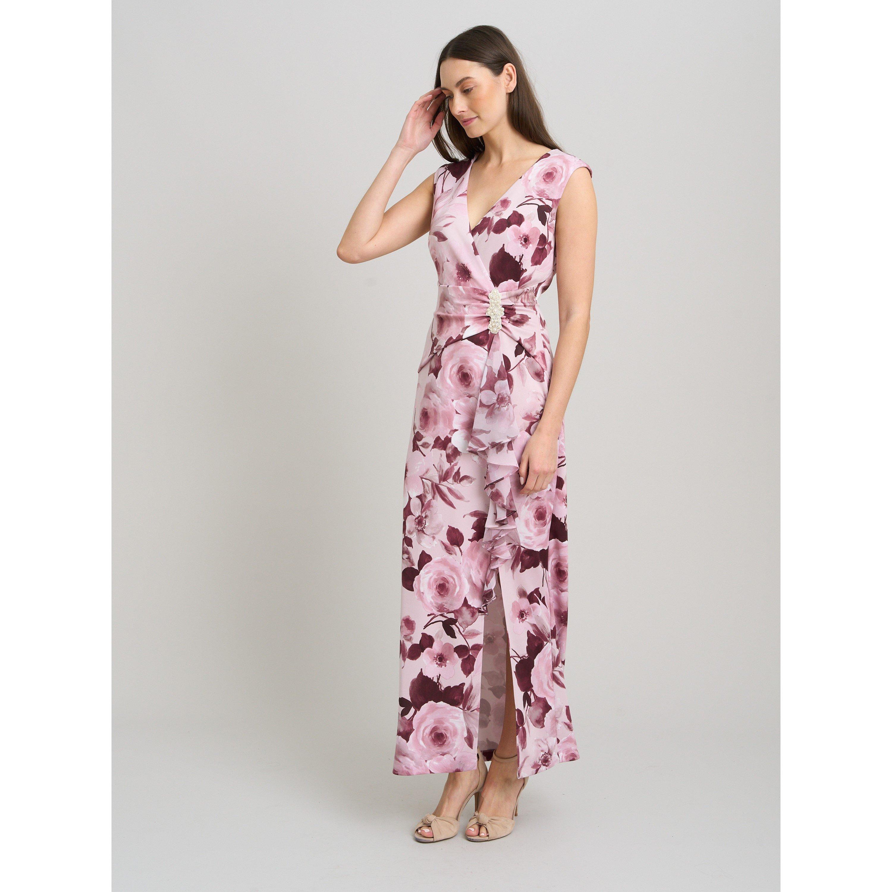 Rose - Gina Bacconi - Perla Floral Diamante Trim Maxi Dress - 4