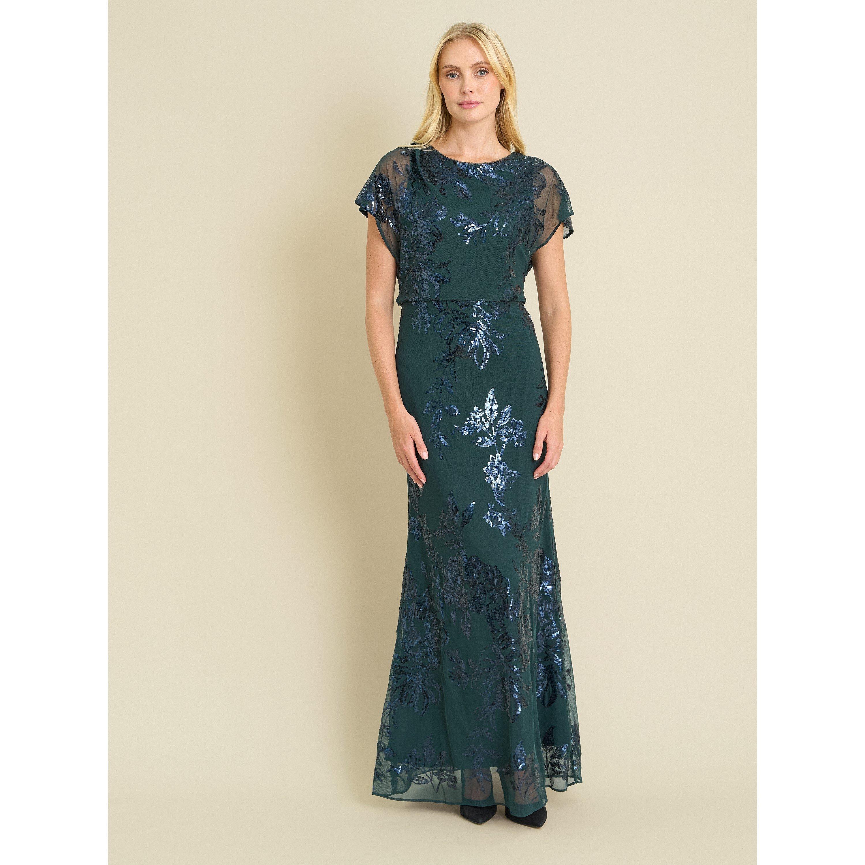 Green - Gina Bacconi - Sandi Floral Embroidered Maxi Dress - 1