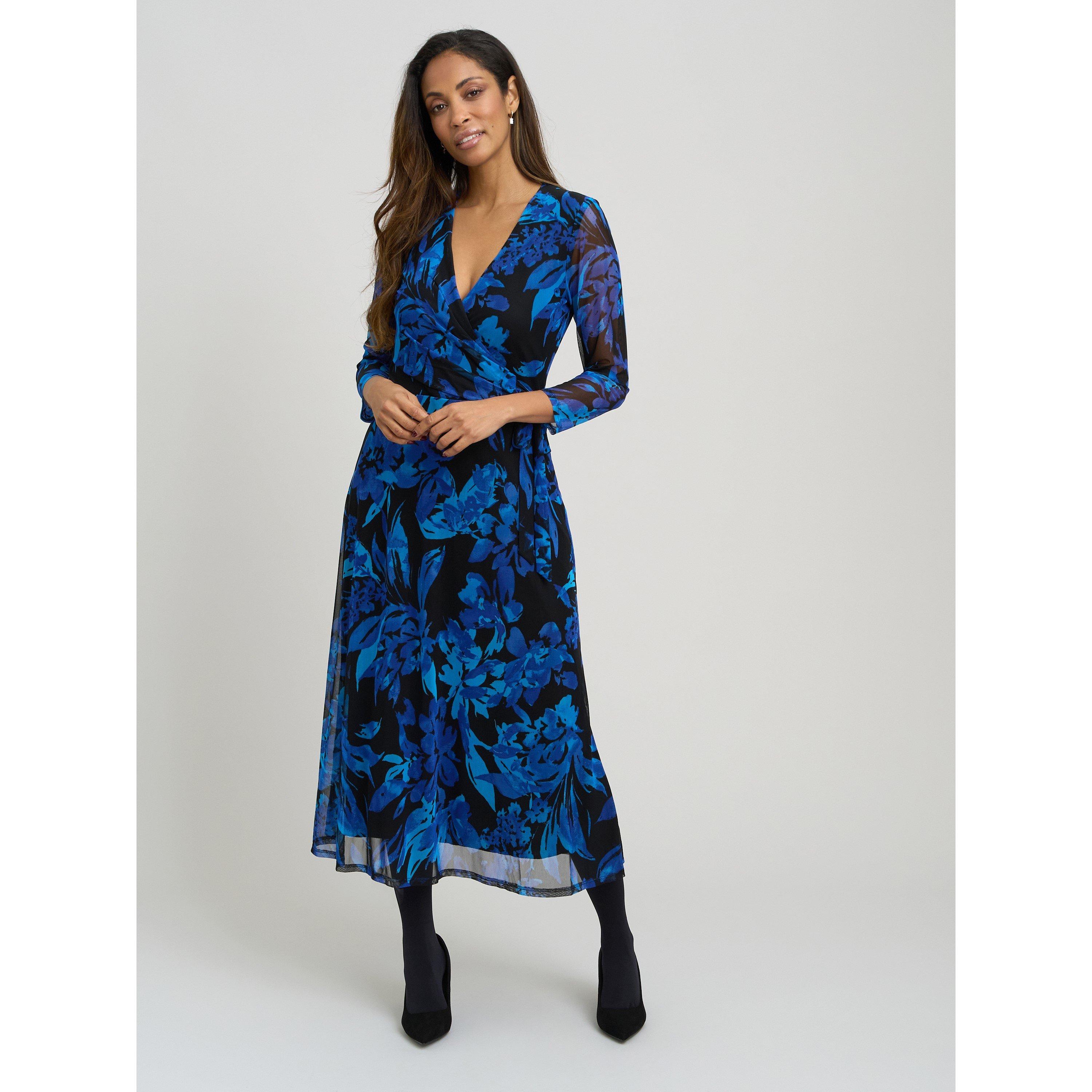 Black Saphire - Gina Bacconi - Indie Floral Mesh Wrap Midi Dress - 1