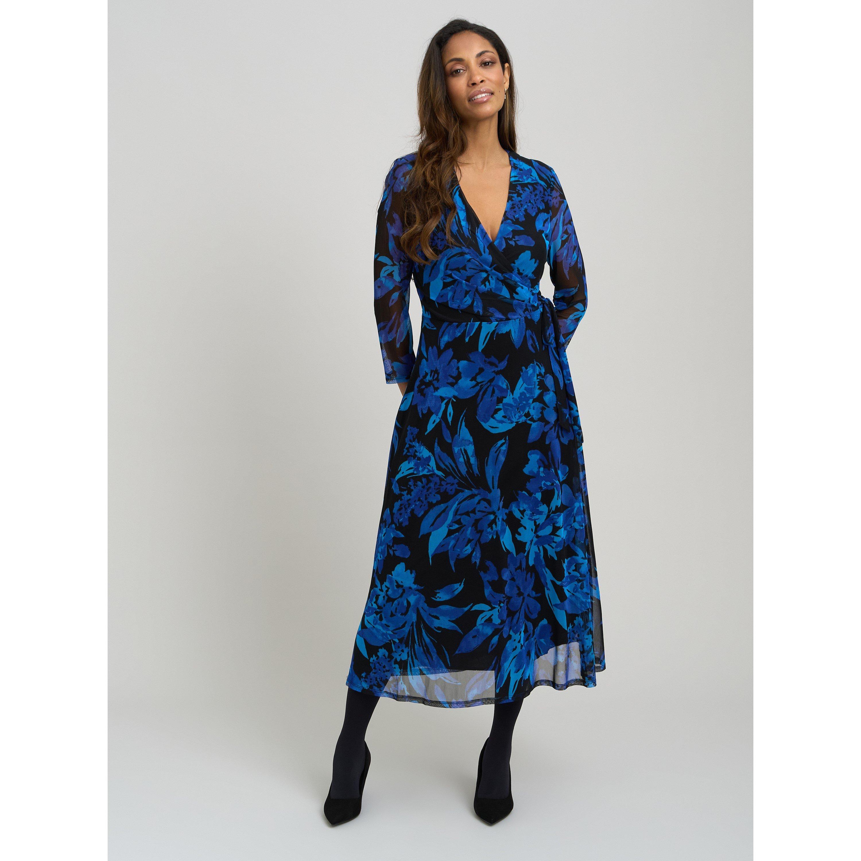 Black Saphire - Gina Bacconi - Indie Floral Mesh Wrap Midi Dress - 5