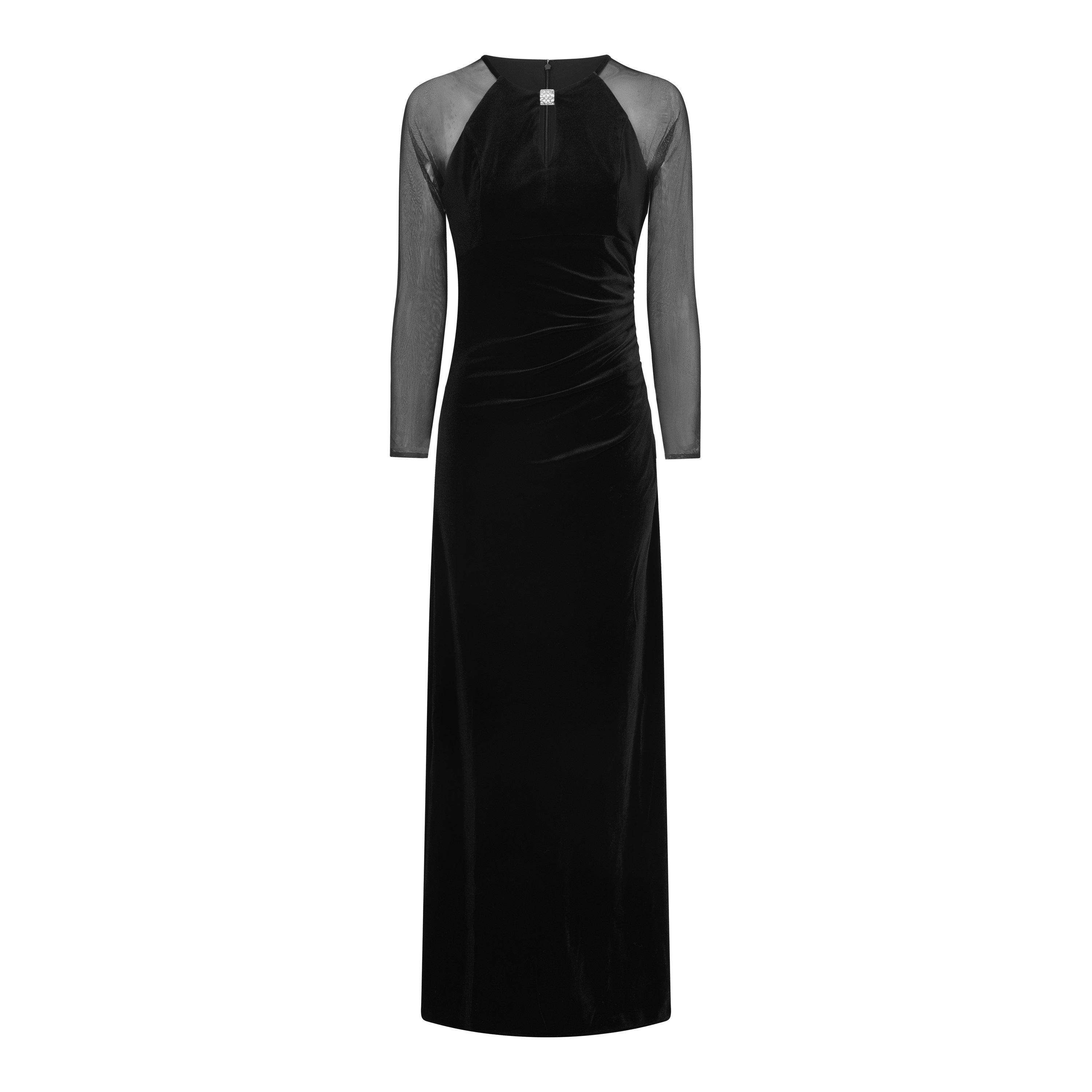 Black - Gina Bacconi - Sheridan Velvet Maxi Dress With Sheer Sleeves - 4