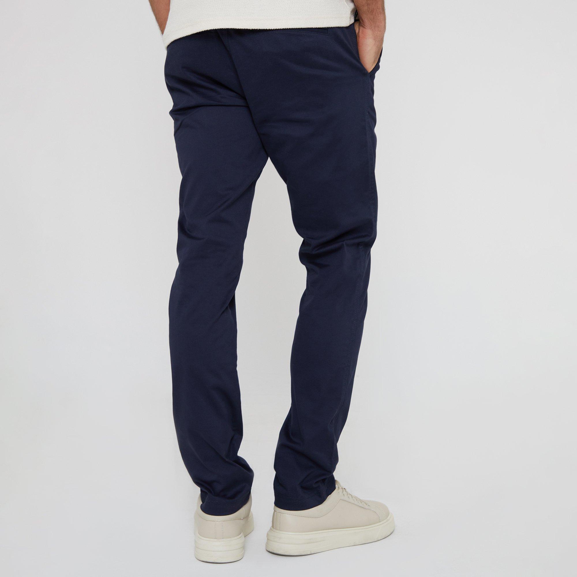 Navy - Threadbare - 2-Pack Cotton Slim Fit Chino Trousers With Stretch - 3