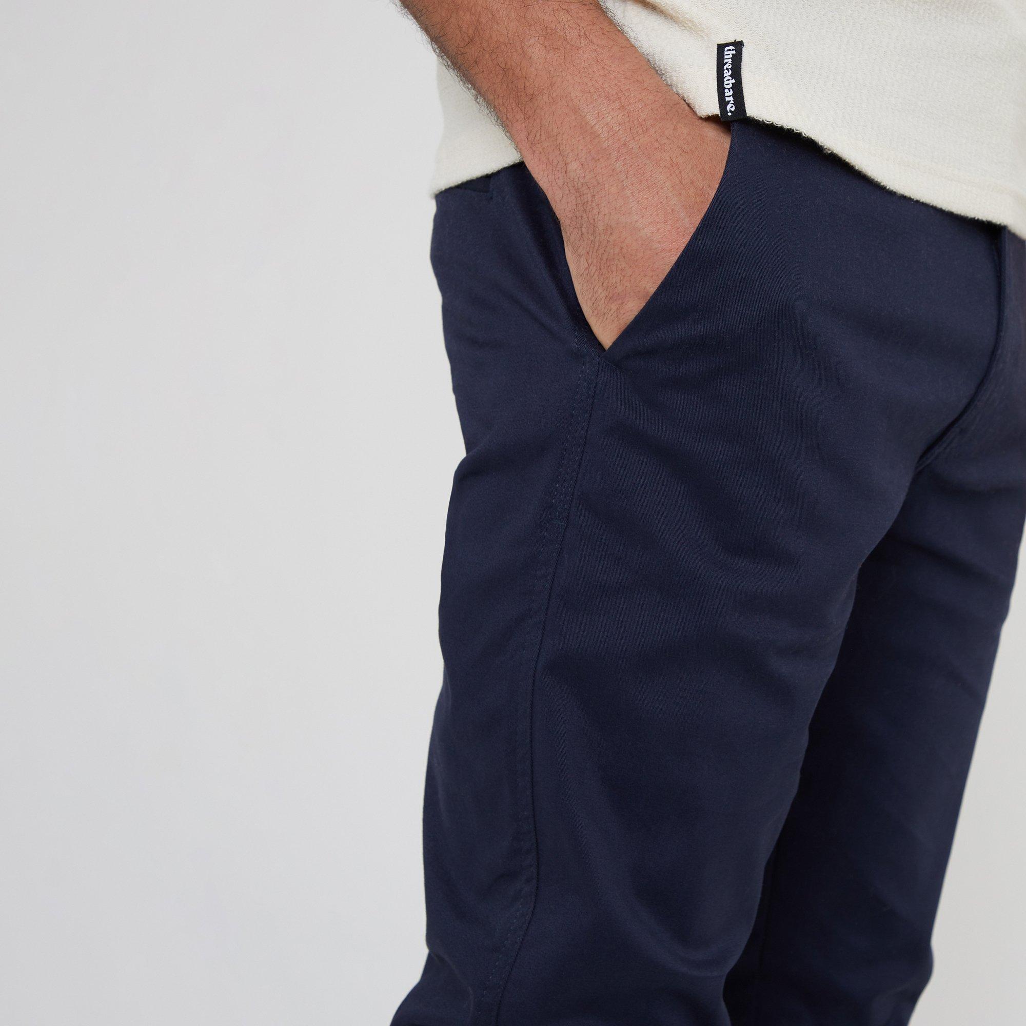 Navy - Threadbare - 2-Pack Cotton Slim Fit Chino Trousers With Stretch - 4