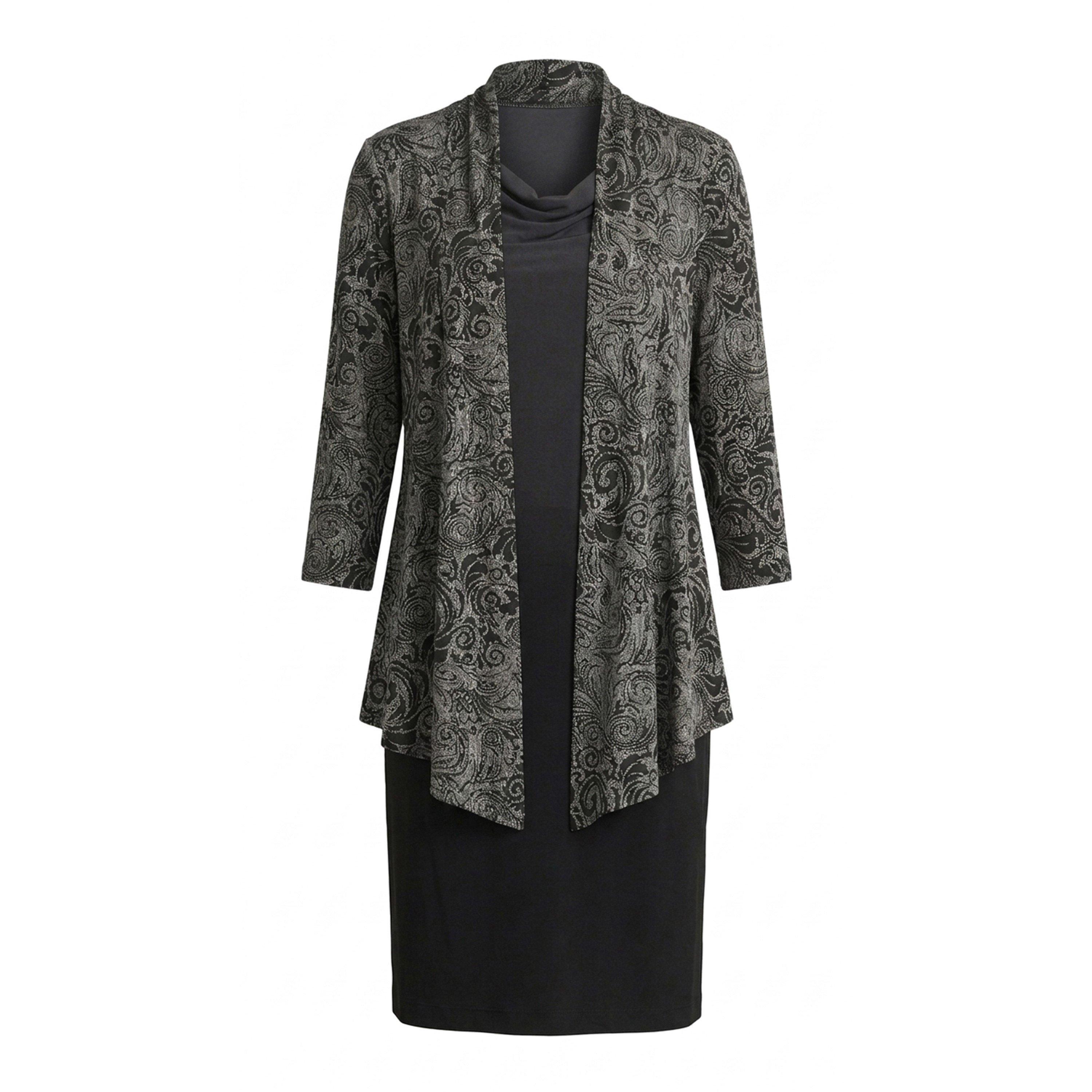 Black - Gina Bacconi - Posy Mock Dress And Jacket - 4