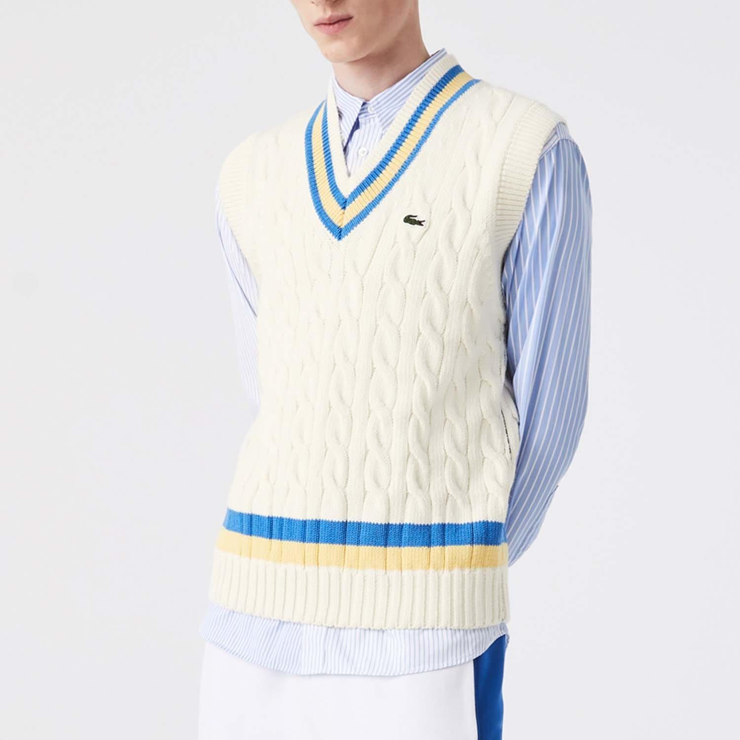 Cream - Lacoste - Classic Fit Fool Sweater Vest - 1