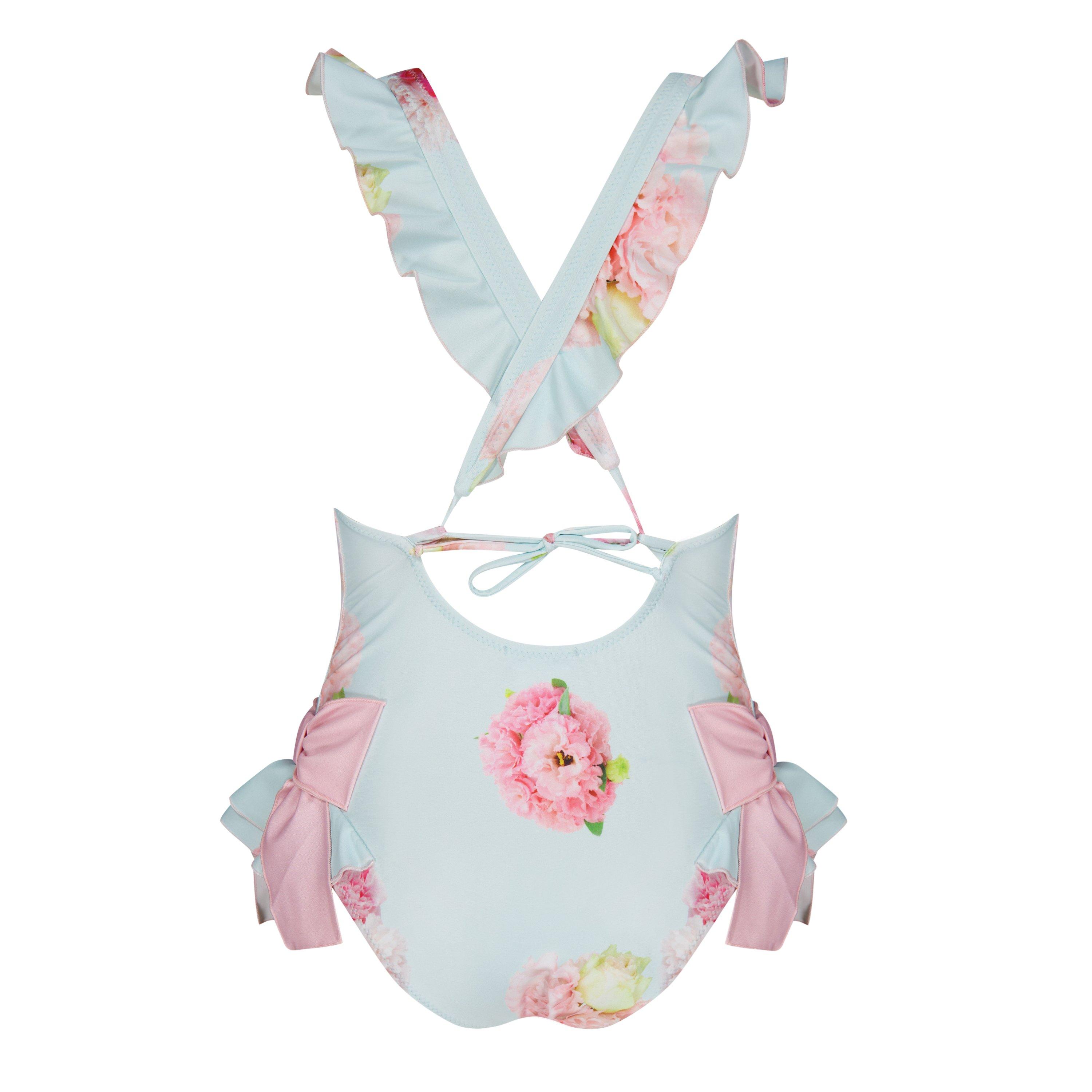 Blue - Phi - Kids' Hydrangea Scoop Neck Swimsuit - 2