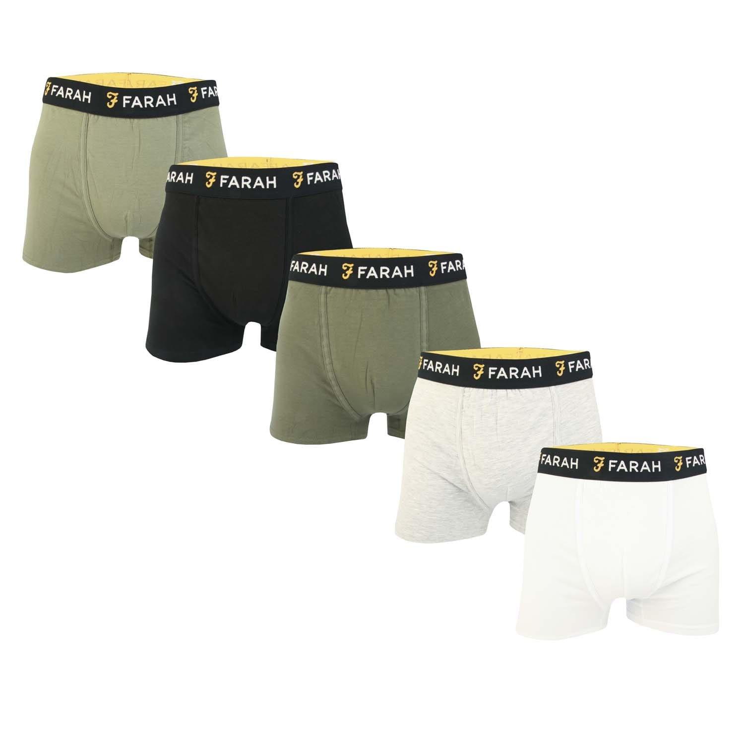 Khaki - Farah - Renzo 5 Pack Boxer Shorts