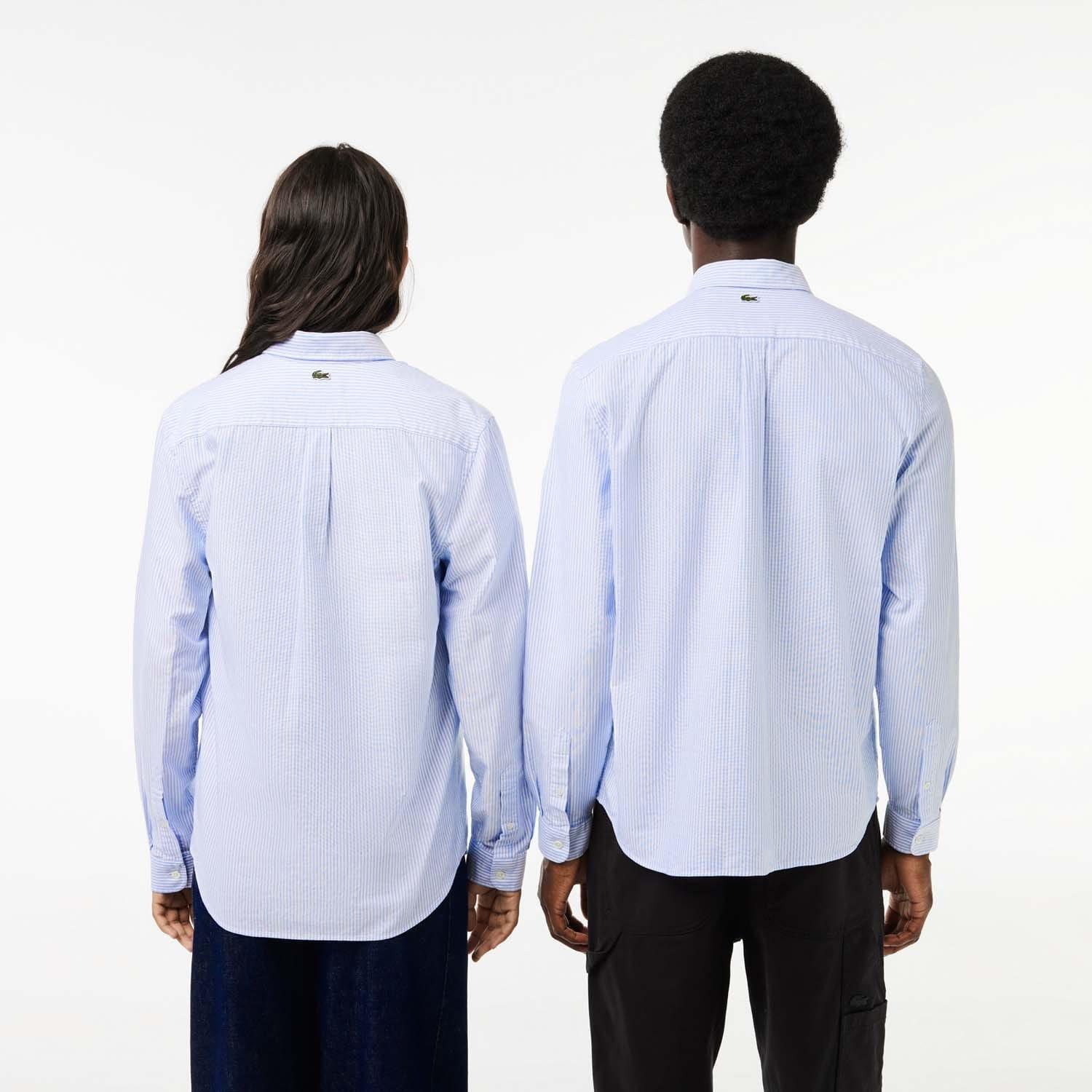 White - Lacoste - Men's Croc Badge Striped Long-Sleeve Oxford Shirt - 4