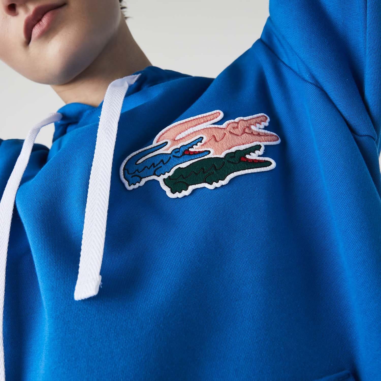 Blue - Lacoste - Loose Fit Organic Cotton Hoodie - 4