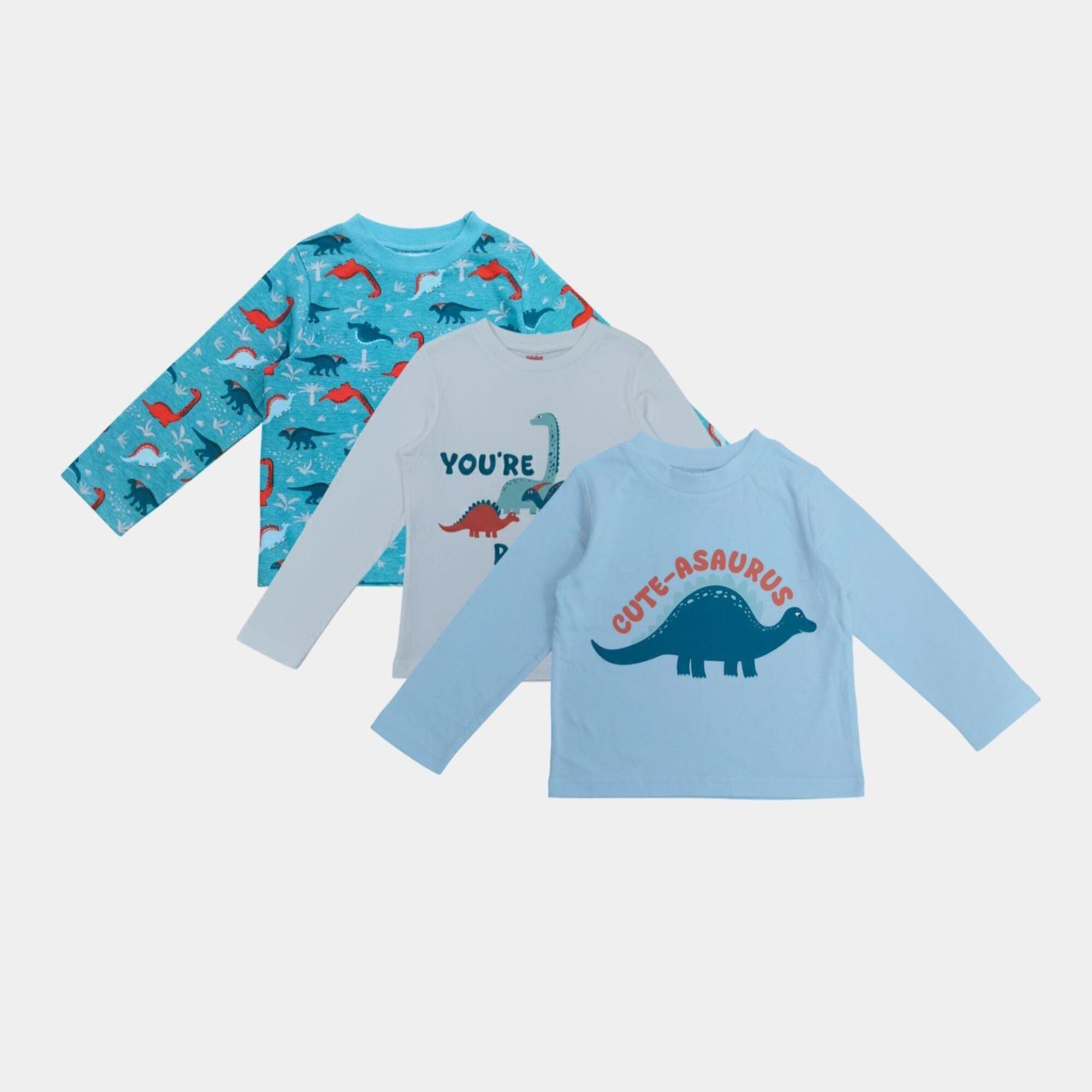 Dino - Star - 3 Pack Cotton Long Sleeve Pyjama Sets - 2