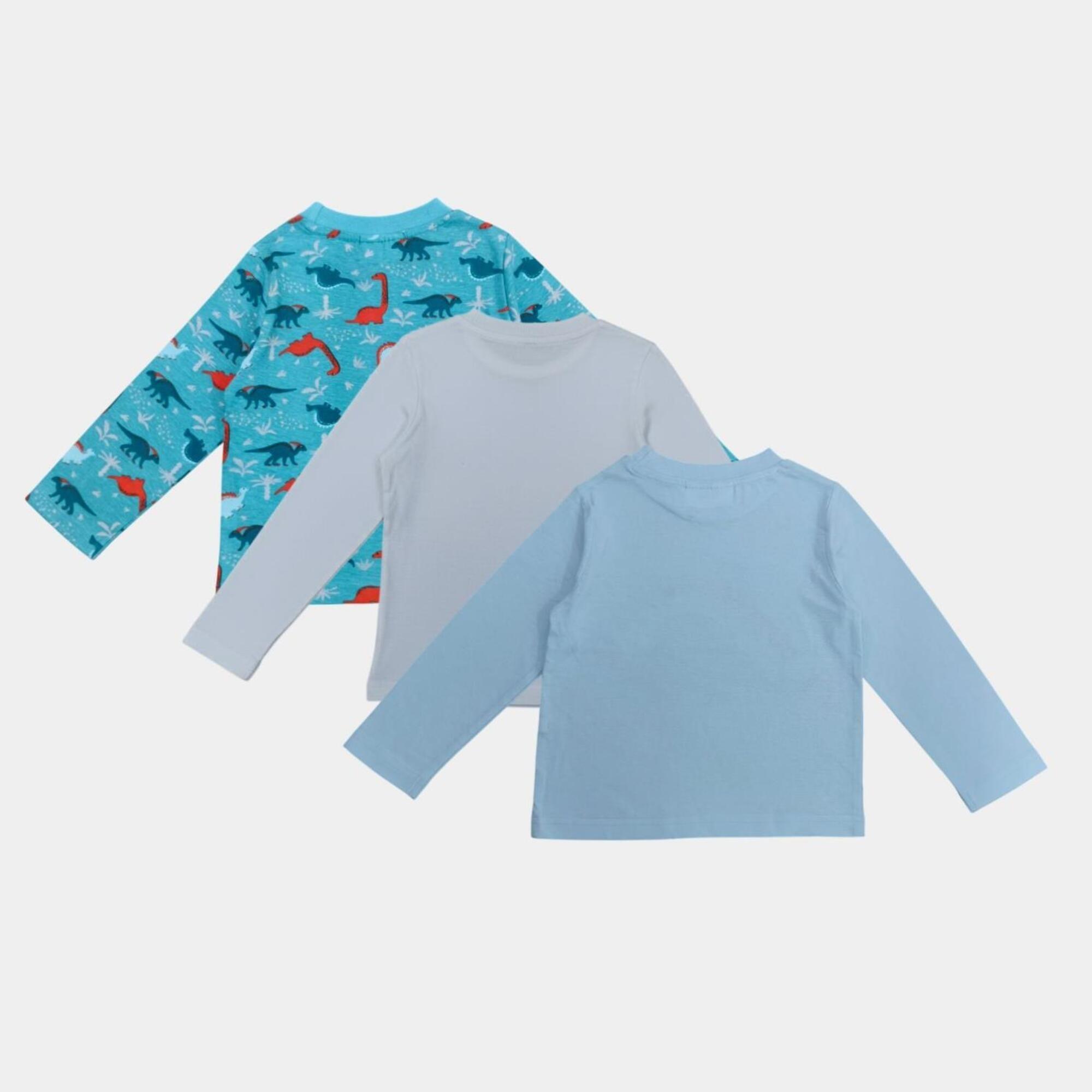 Dino - Star - 3 Pack Cotton Long Sleeve Pyjama Sets - 3