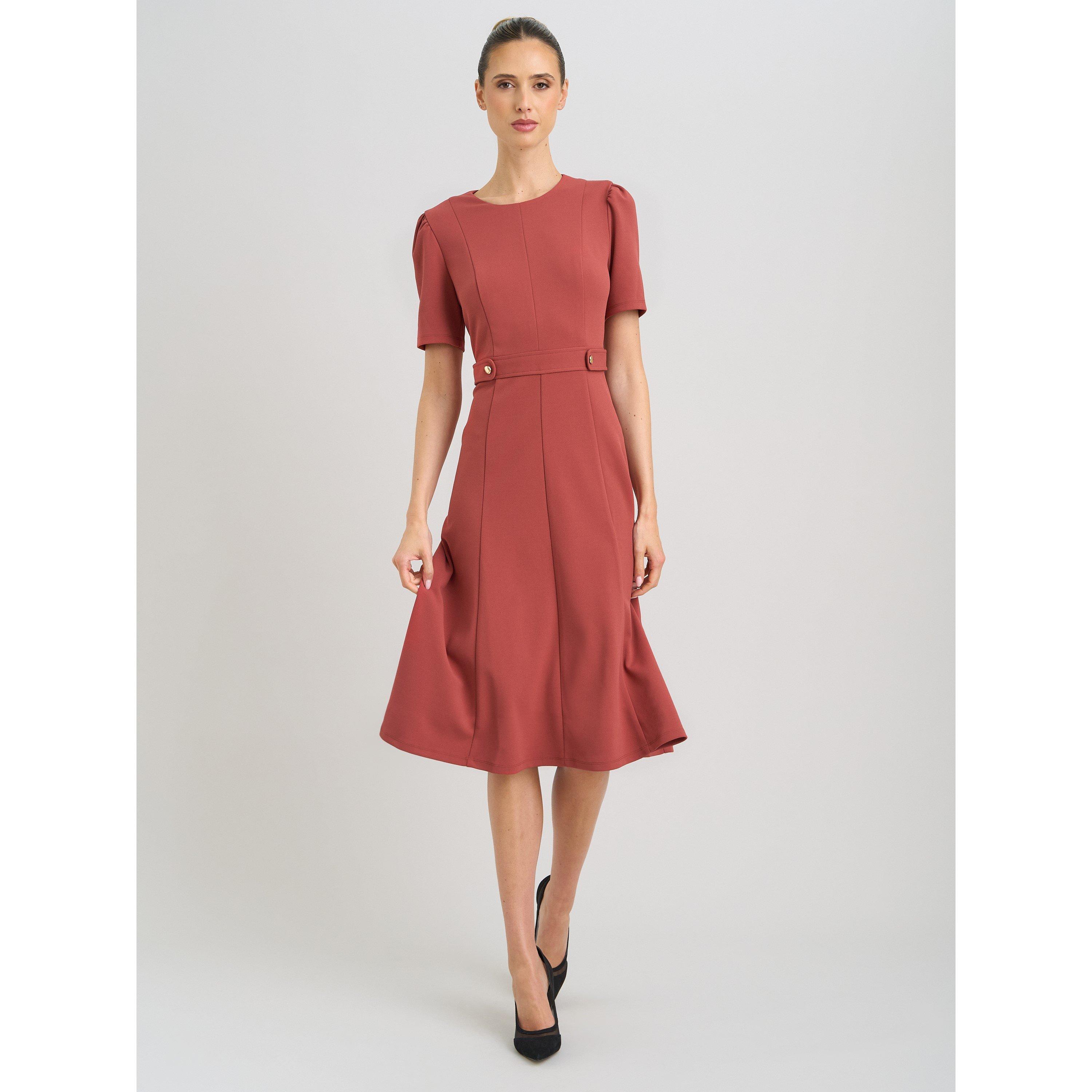 Rust - Gina Bacconi - Mel Fit And Flare Midi Dress - 3