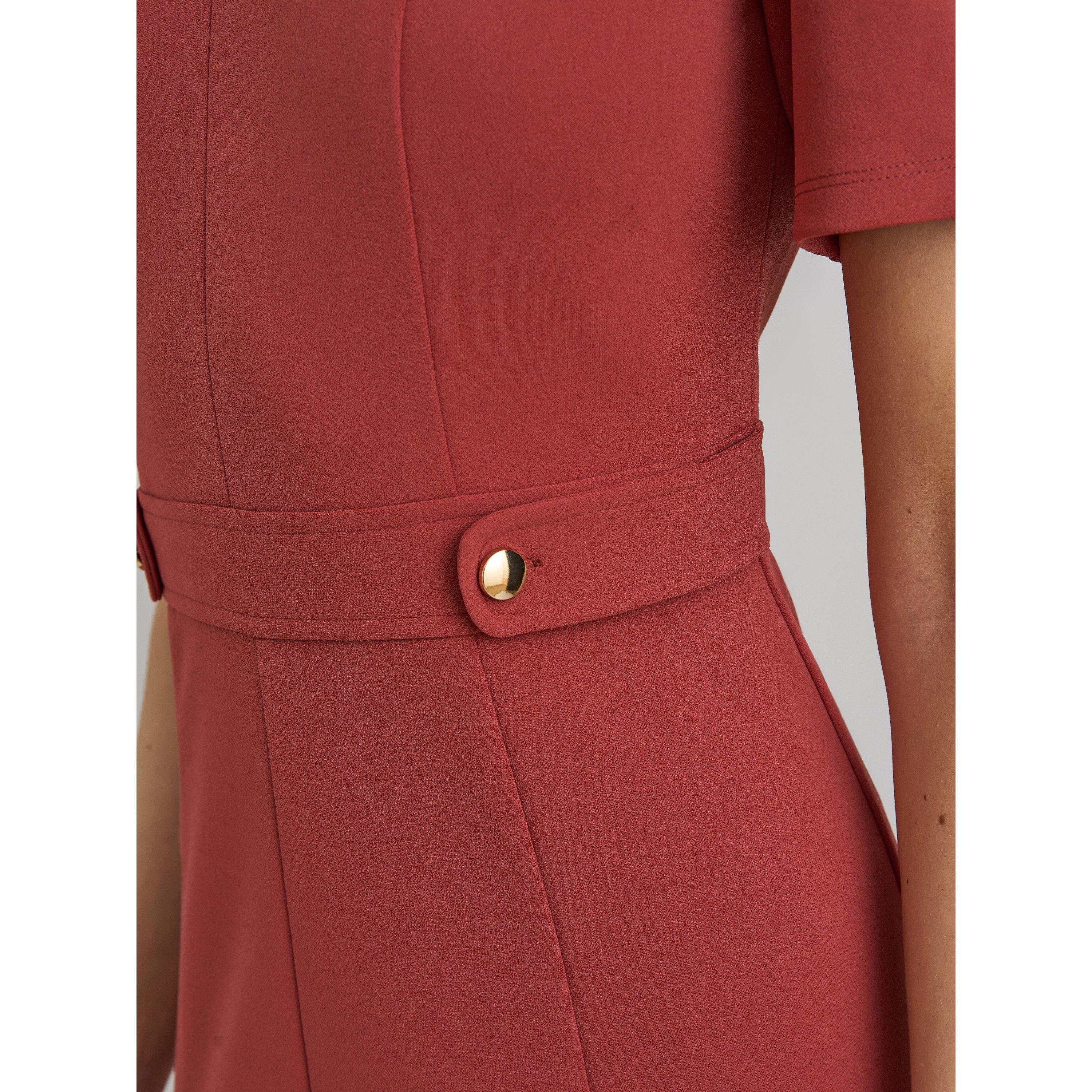 Rust - Gina Bacconi - Mel Fit And Flare Midi Dress - 5