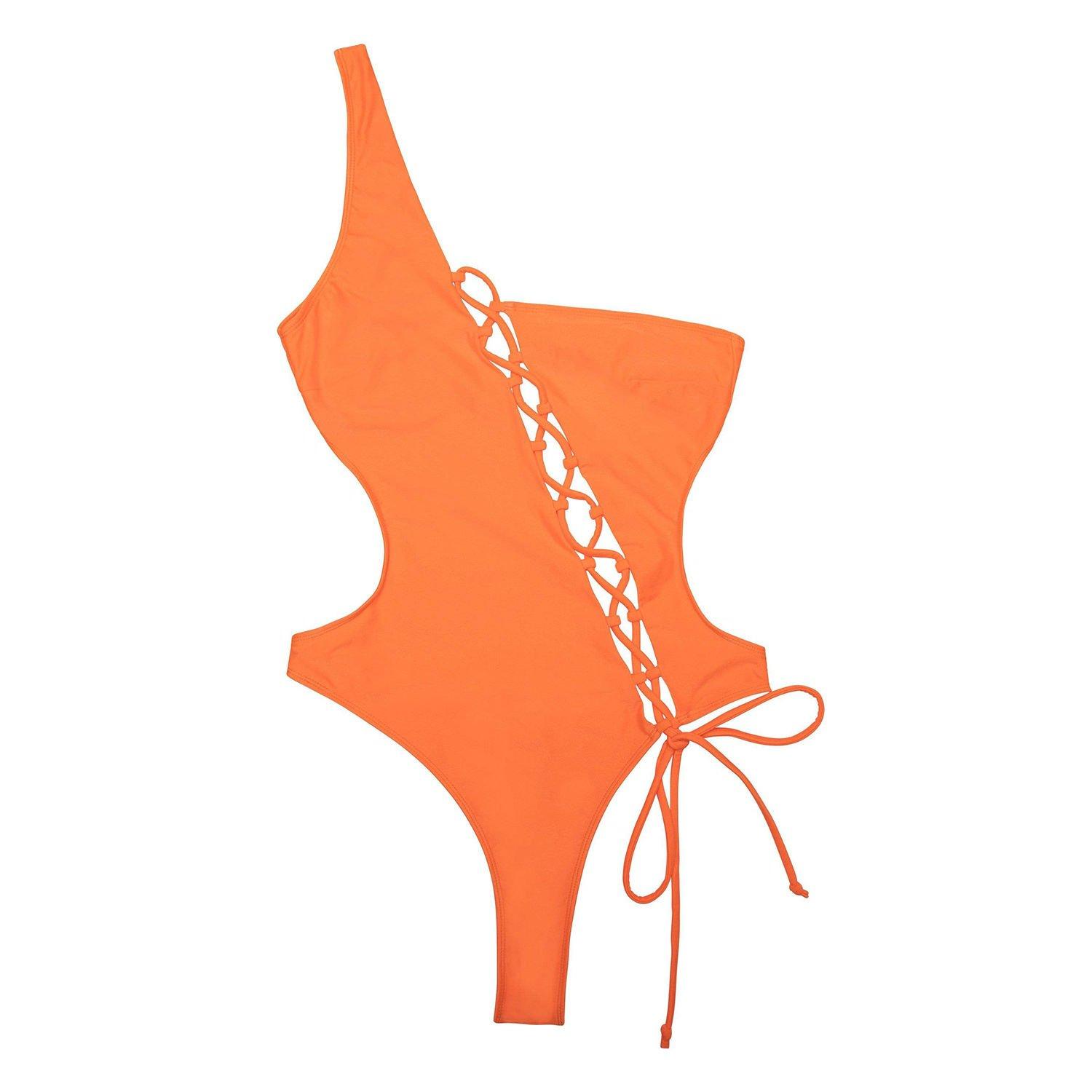 Orange - Wolf and Whistle - Gianna Orange Lattice Swimsuit - 4