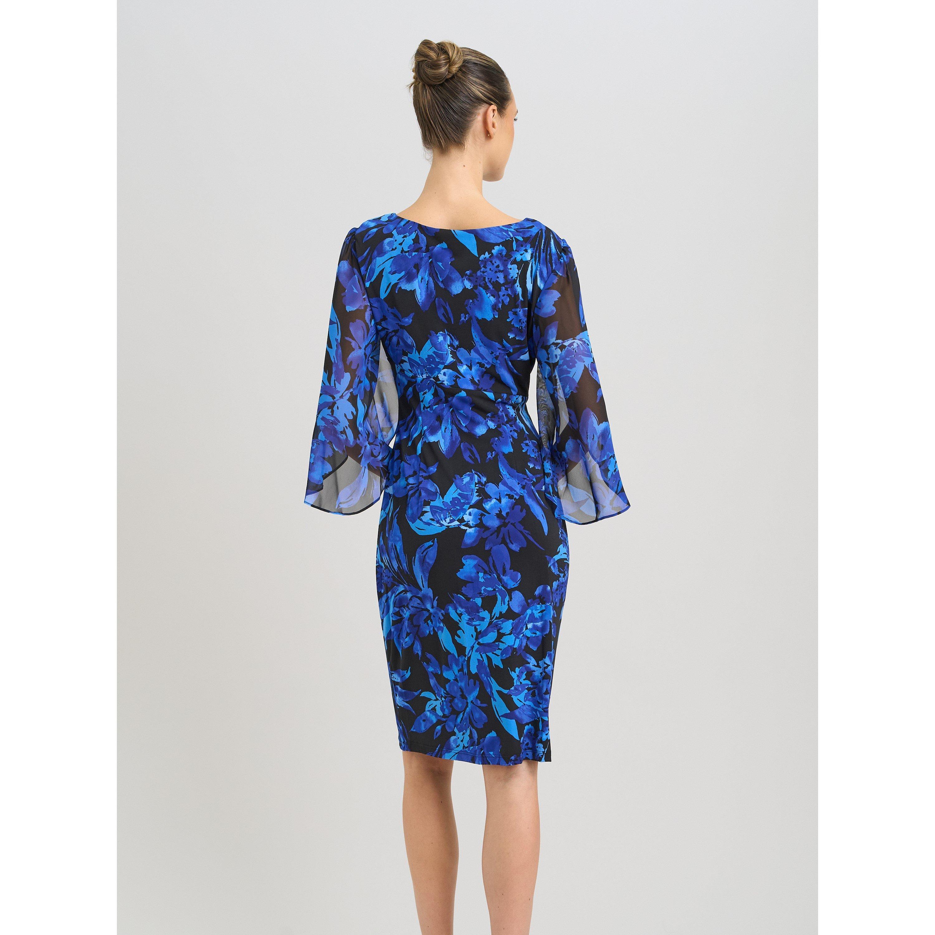 Black / Blue - Gina Bacconi - Harmony Floral Print Dress - 2