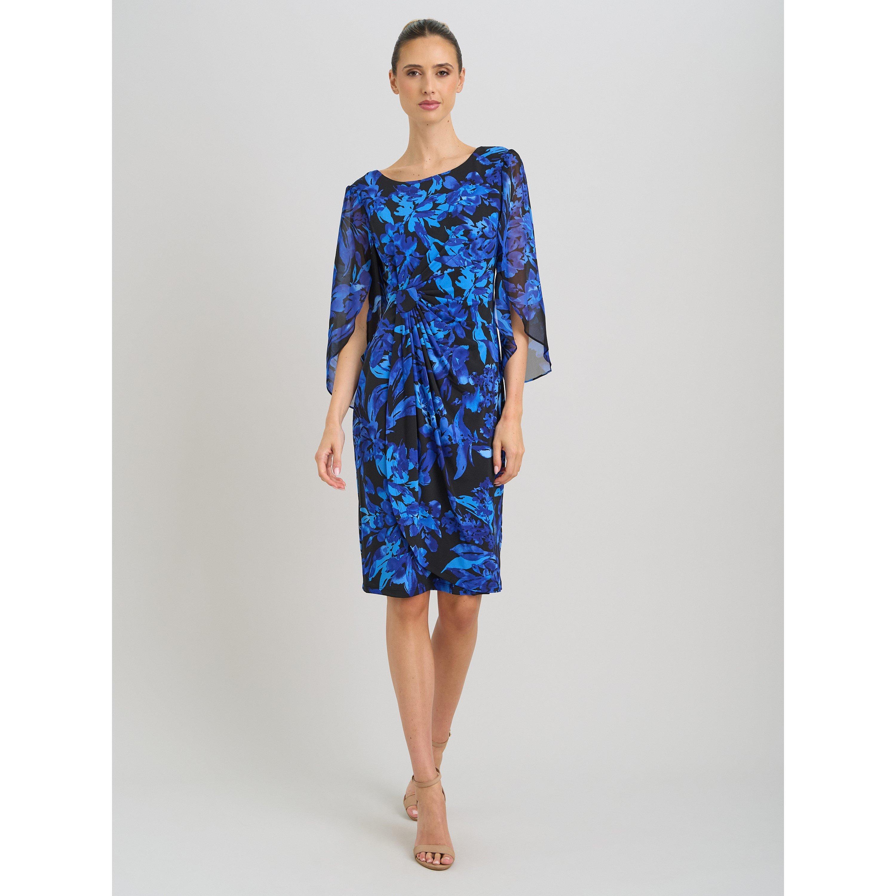 Black / Blue - Gina Bacconi - Harmony Floral Print Dress - 3