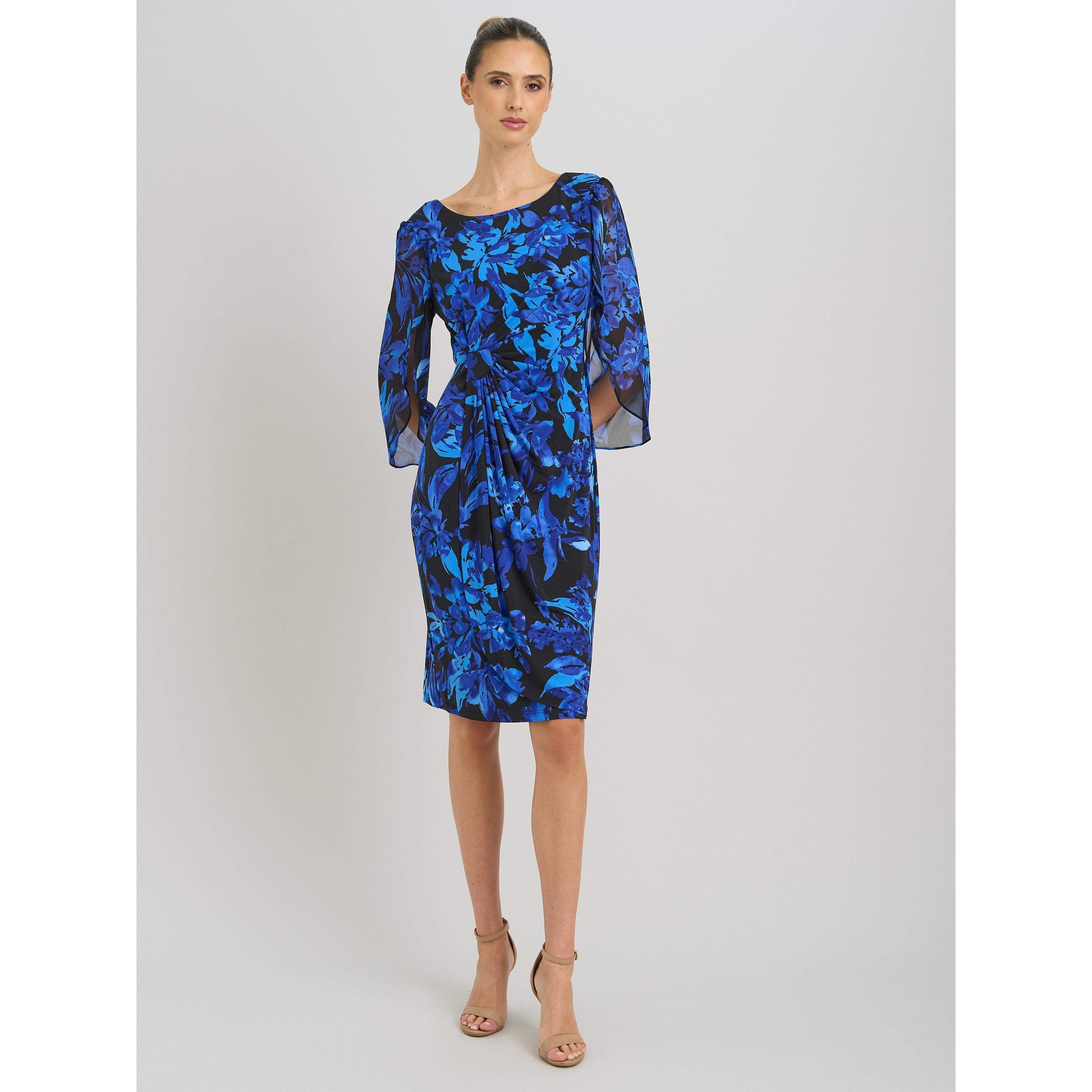 Black / Blue - Gina Bacconi - Harmony Floral Print Dress - 6