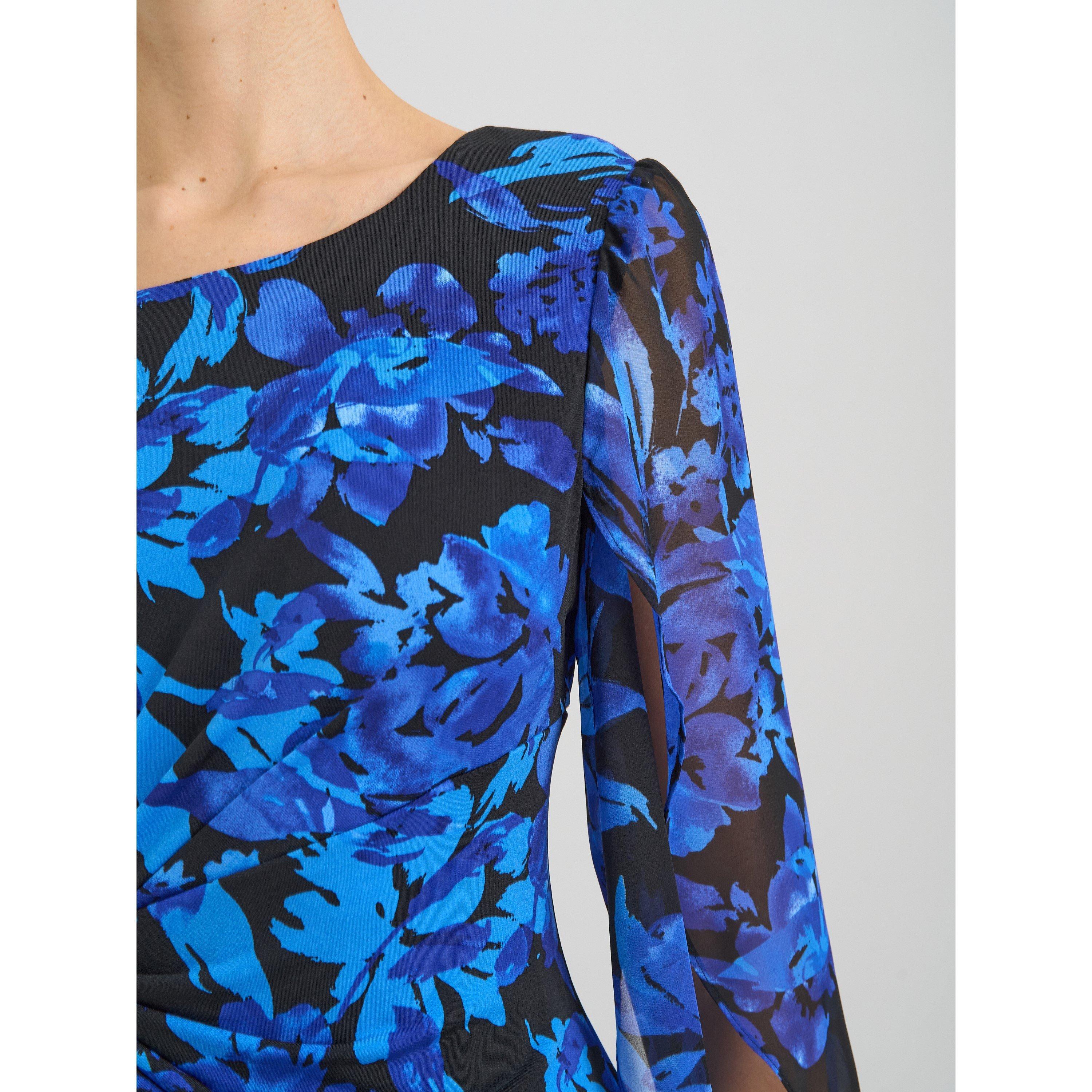 Black / Blue - Gina Bacconi - Harmony Floral Print Dress - 7