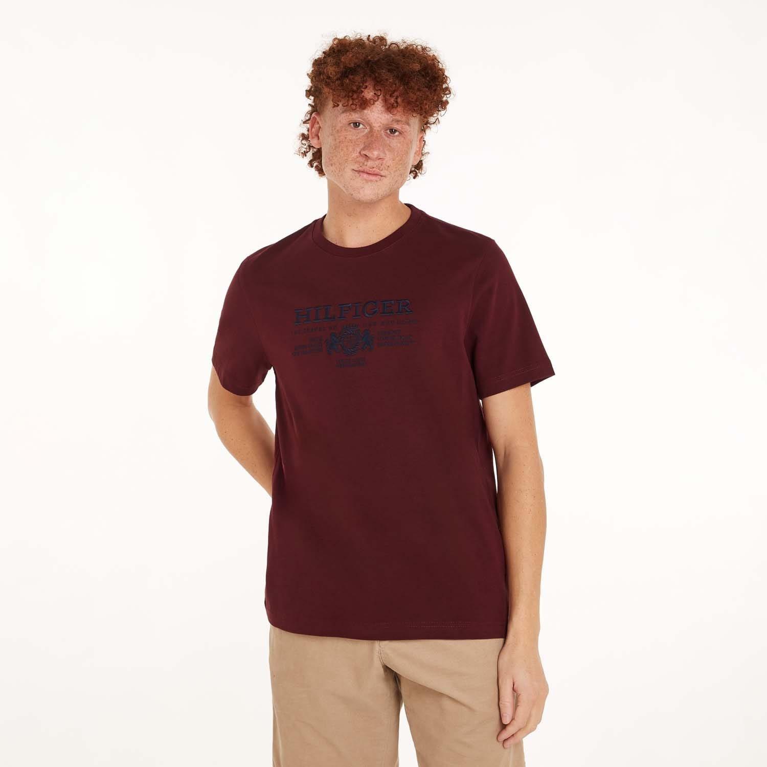 Purple - Tommy Hilfiger - Crest Logo Embroidery T-Shirt - 1