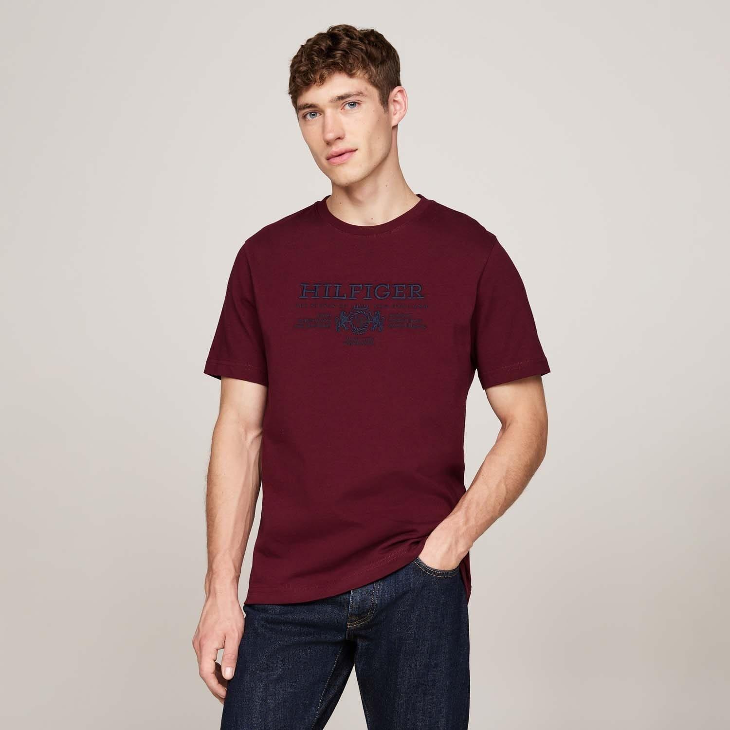 Purple - Tommy Hilfiger - Crest Logo Embroidery T-Shirt - 3