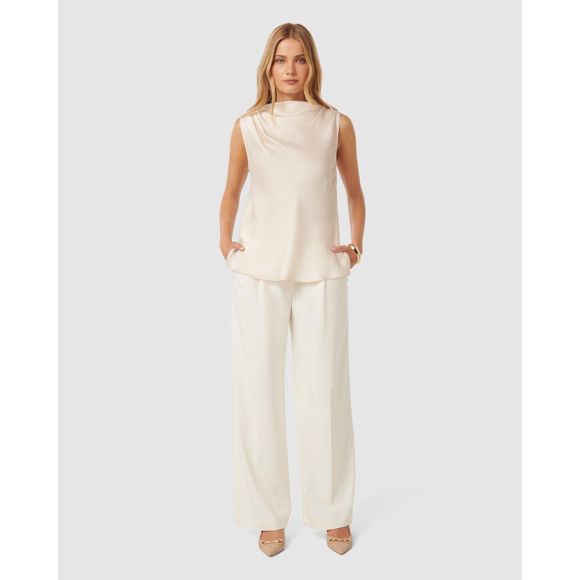 Bone - Forever New - Sallie Satin Cowl Neck Tank Top - 2