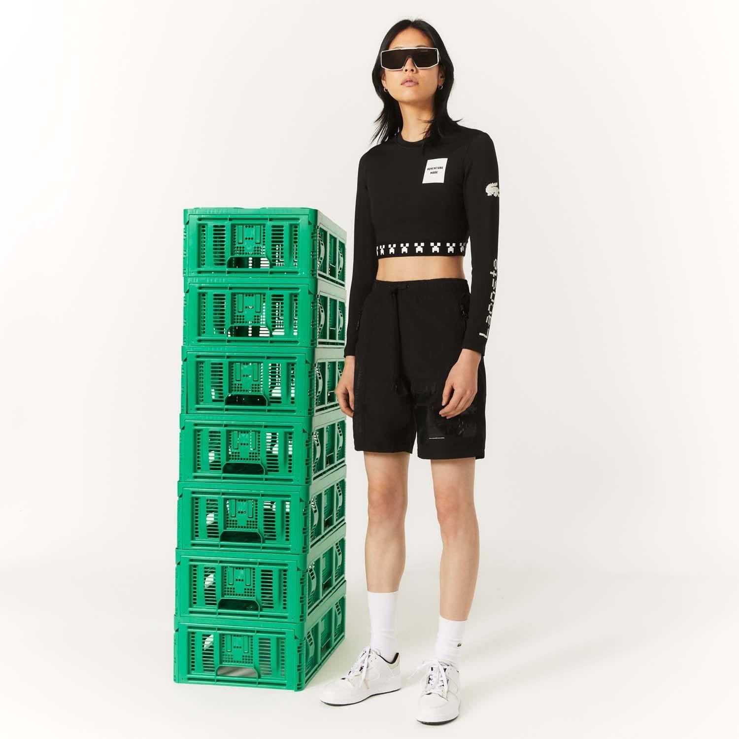 Black - Lacoste - Live x Minecraft Cropped T-Shirt - 3