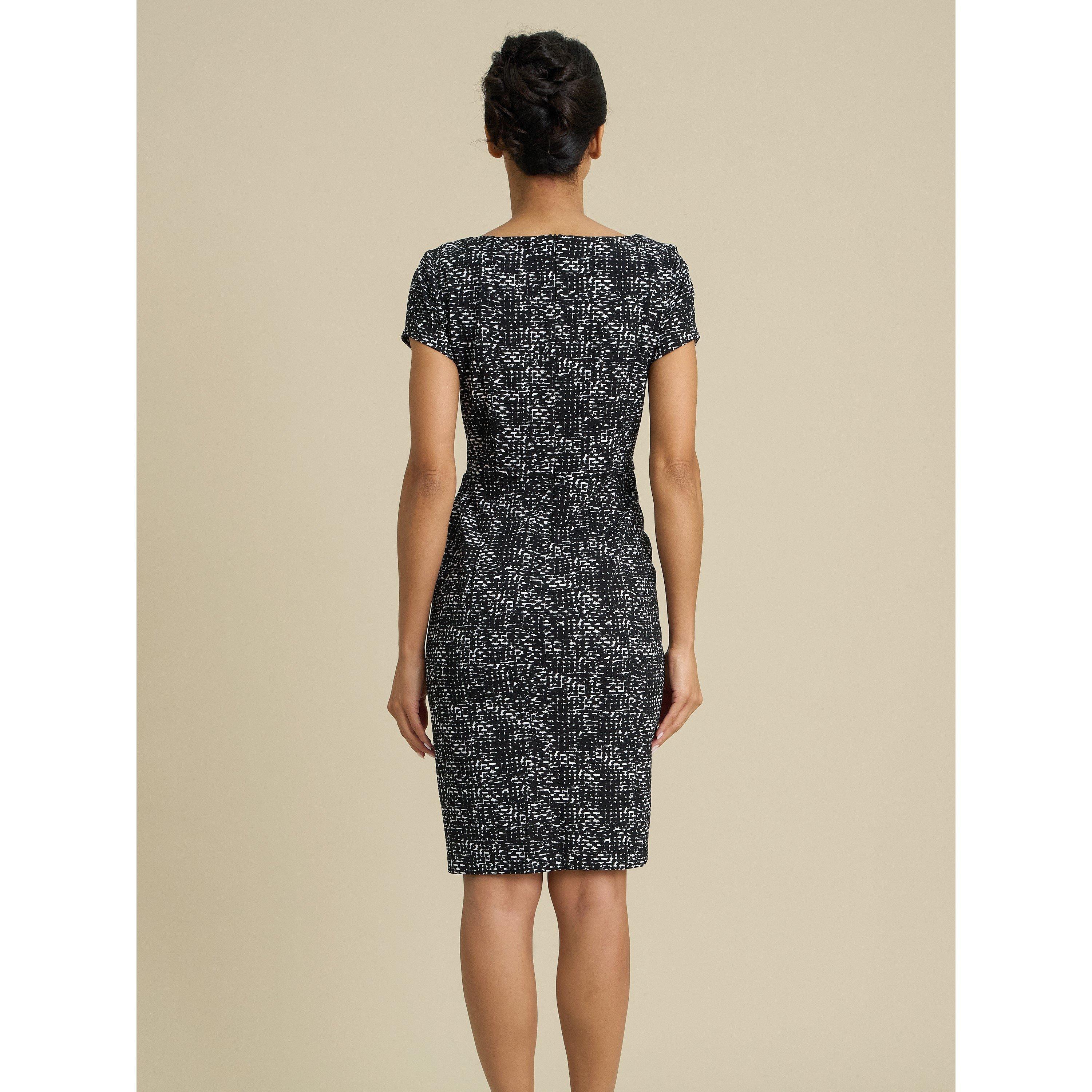 Black / Ivory - Gina Bacconi - Ronda Textured Dress - 2