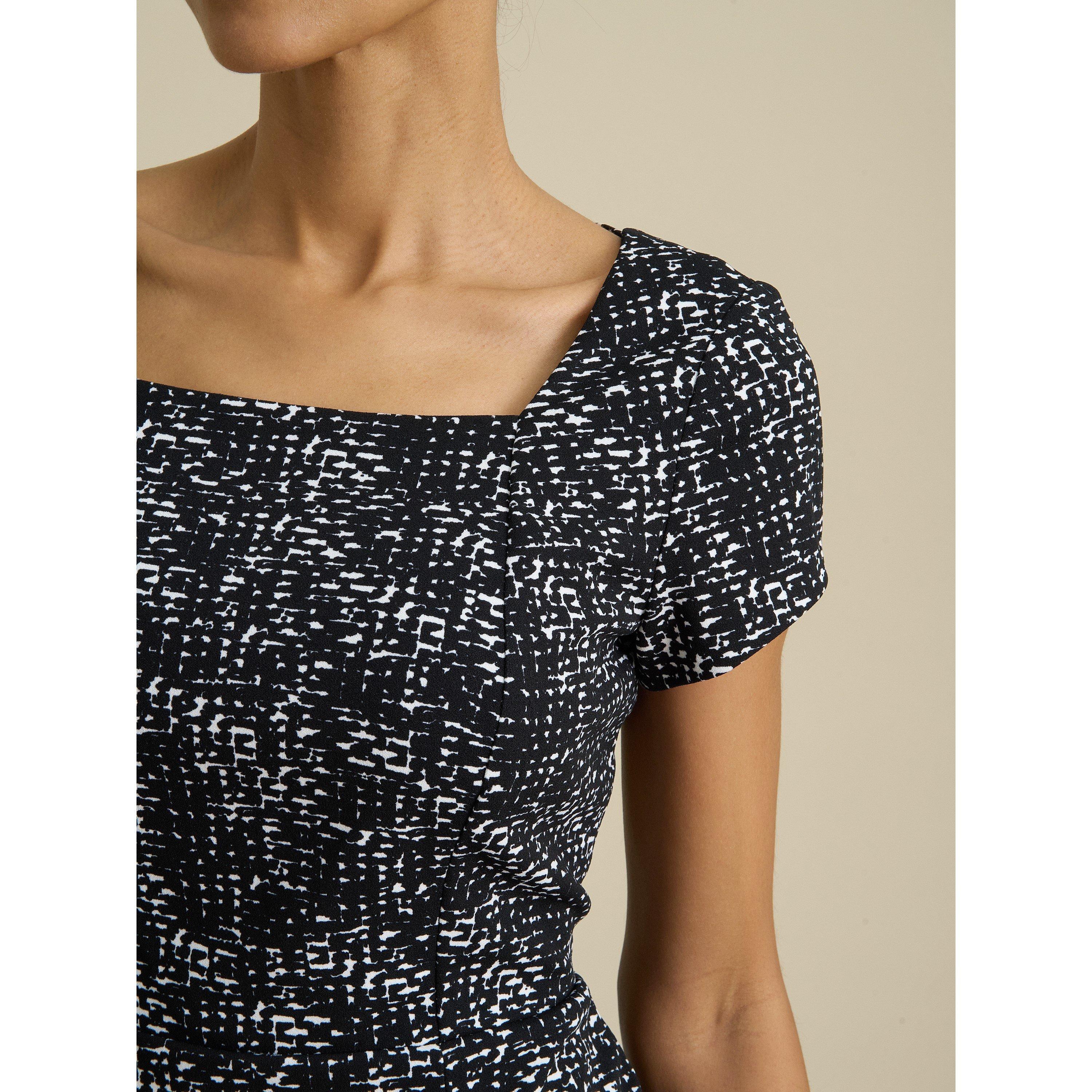 Black / Ivory - Gina Bacconi - Ronda Textured Dress - 6
