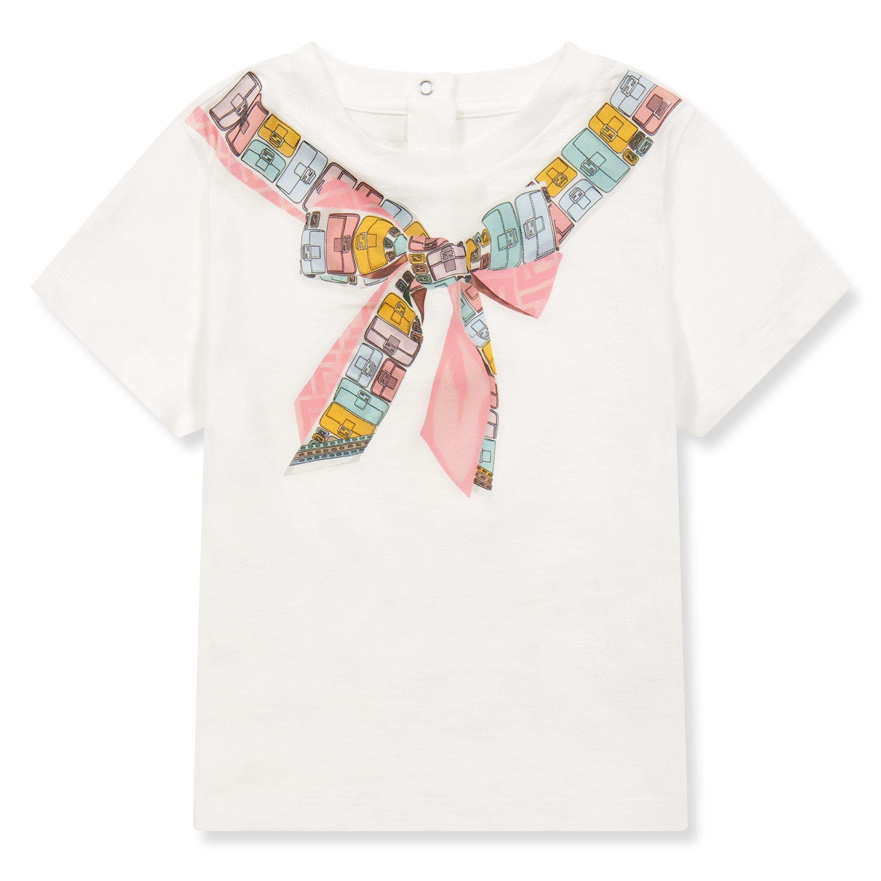 Fendi  Kids' Bow T-Shirt - White F0TU9 - Size 24M